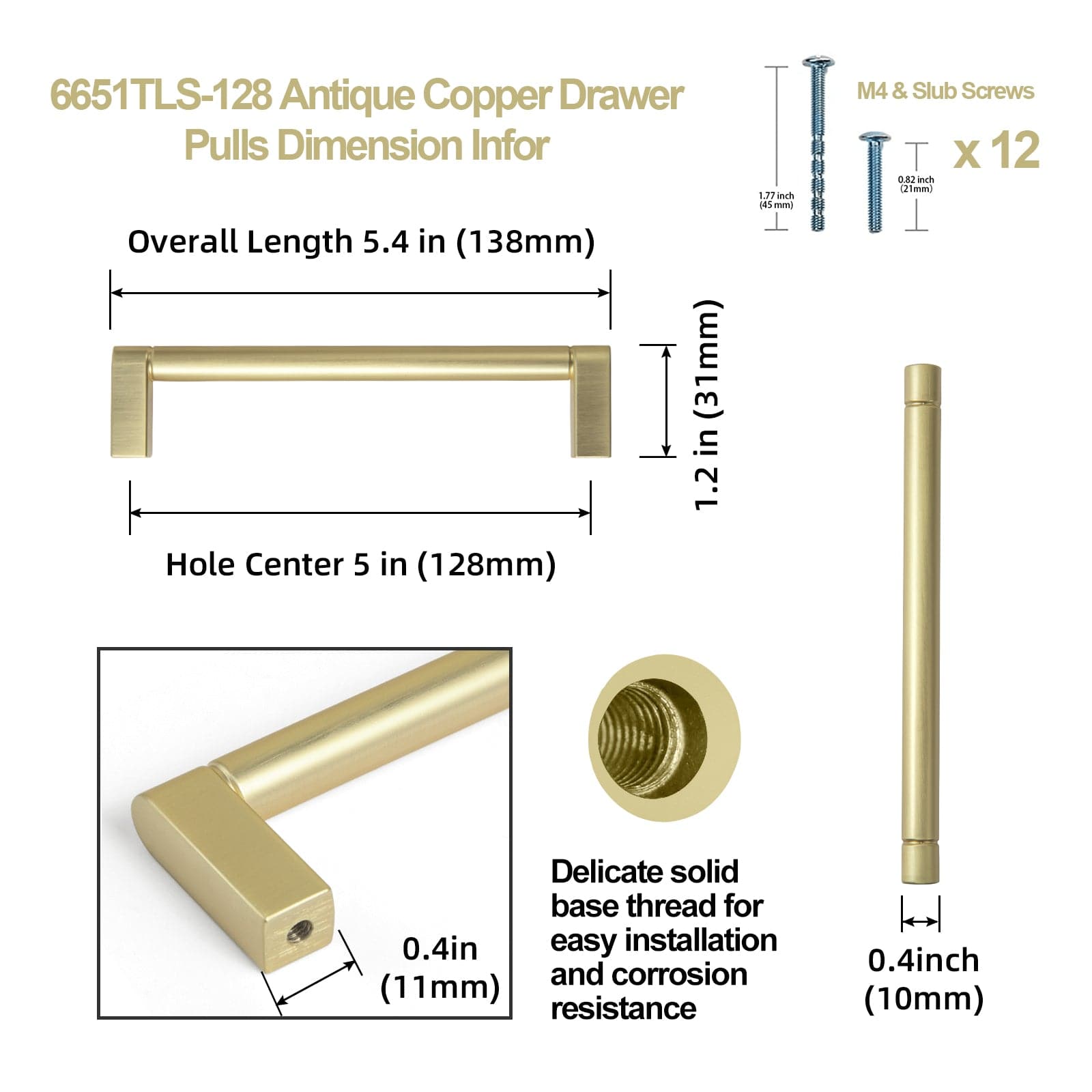 Goo-Ki Retro Vintage Bronze Cabinet Pull Dresser Handles for Cupboard