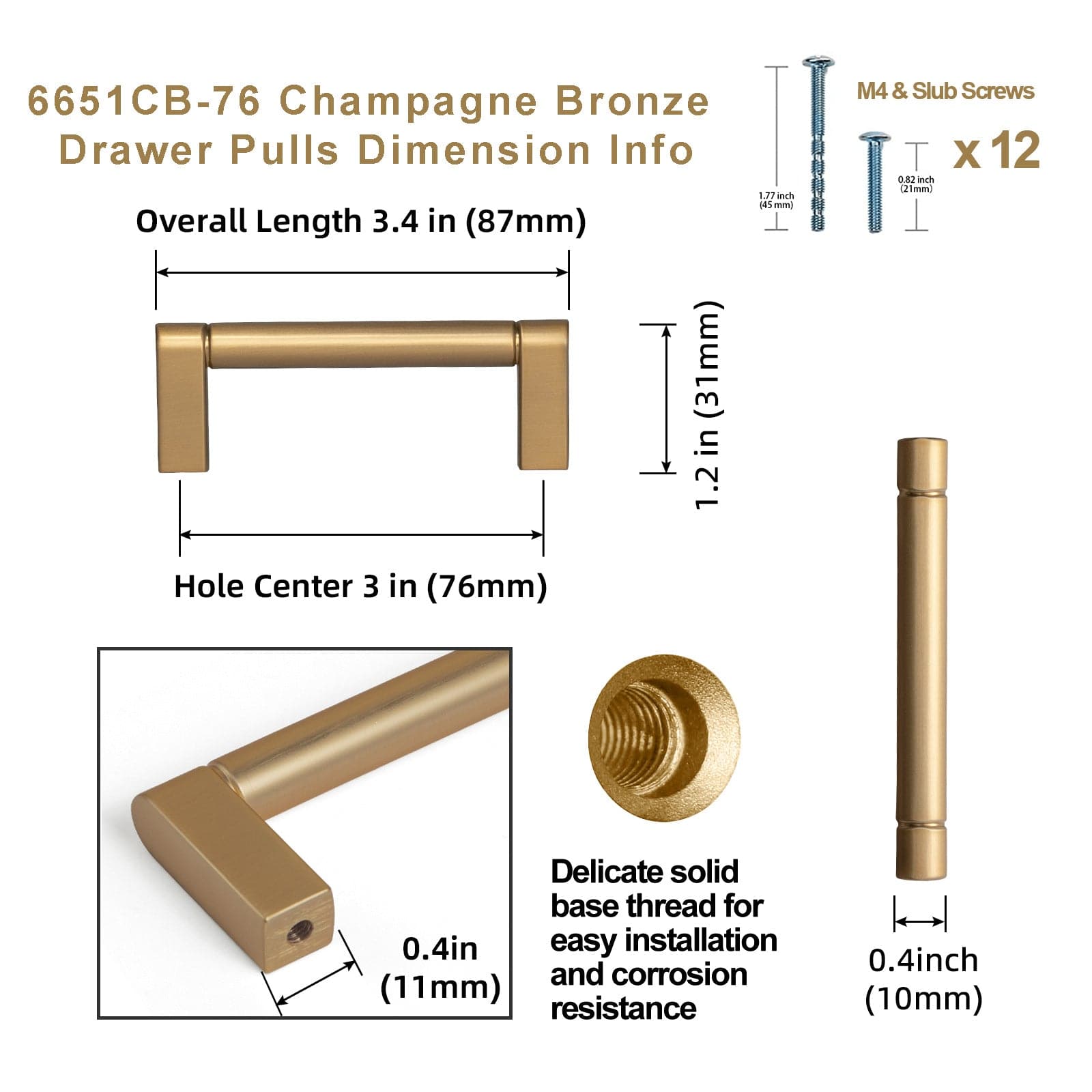 Goo-Ki Retro Vintage Bronze Cabinet Pull Dresser Handles for Cupboard
