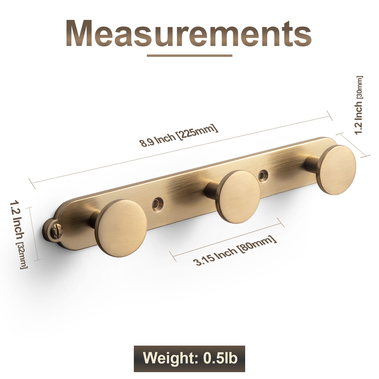 Goo-Ki Retro Zinc Alloy Multi-Hook Coat Rail, Heavy-Duty Round Knob Wall Hanger for Clothes, Hats, Towels, Ideal for Hallway & Closet