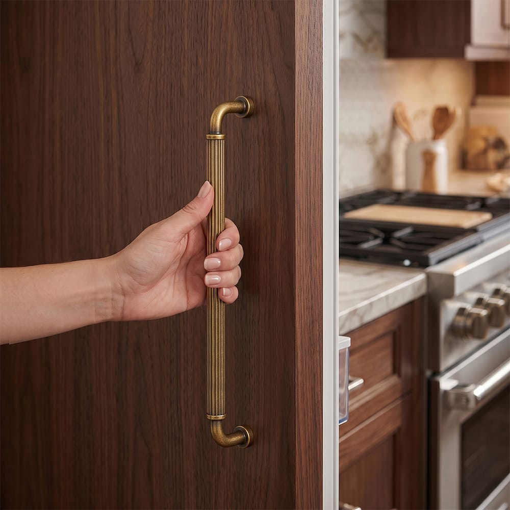 Goo-Ki Ribbed Bar Cabinet Pulls, Aluminum Grip Rail with Zinc Alloy End Pieces Fluted Drawer Handles for Kitchen Cabinet