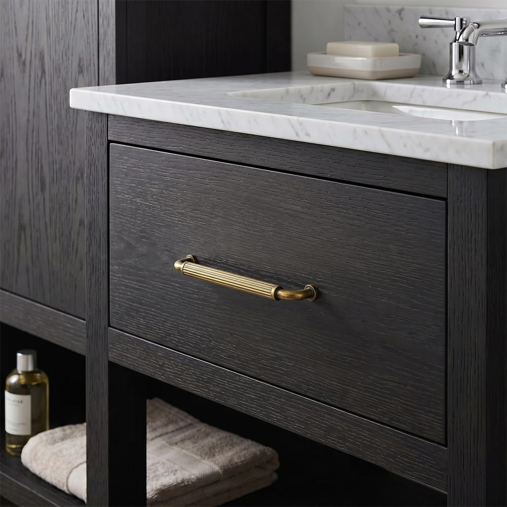 Goo-Ki Ribbed Bar Cabinet Pulls, Aluminum Grip Rail with Zinc Alloy End Pieces Fluted Drawer Handles for Kitchen Cabinet