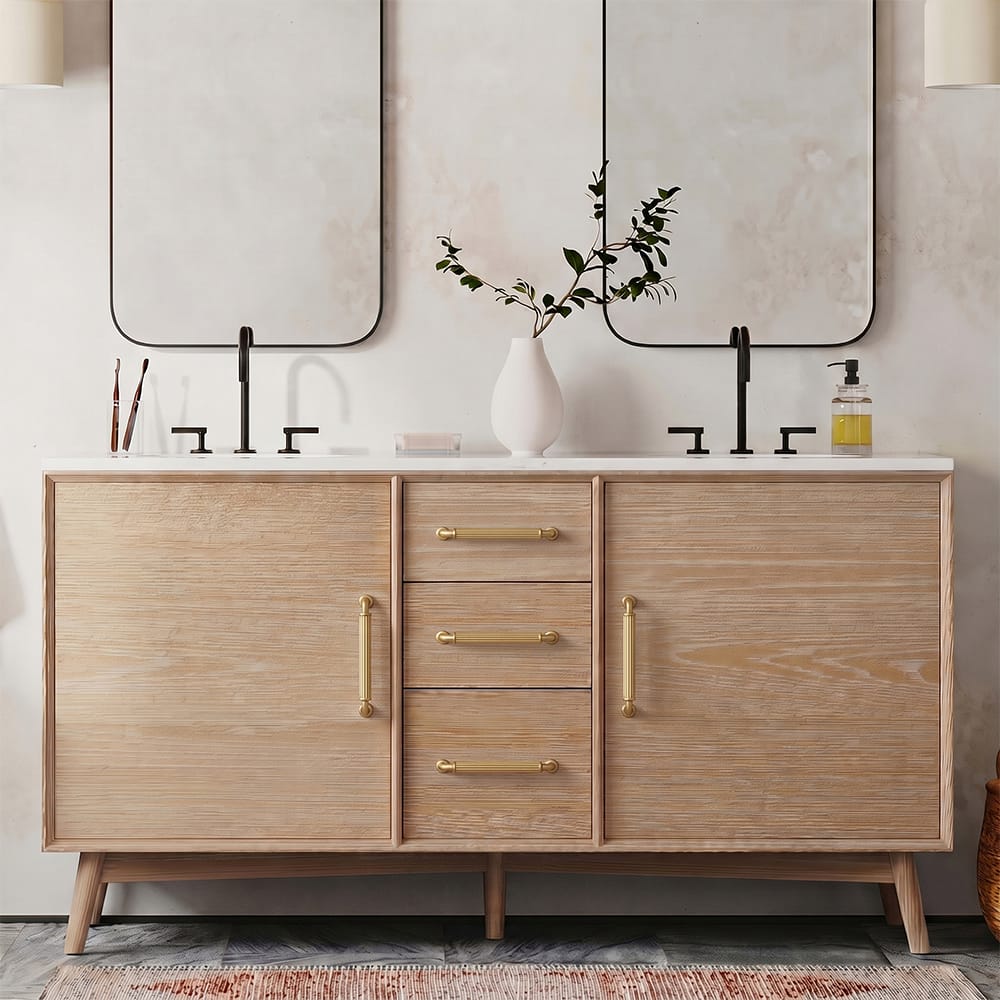 Goo-Ki Ribbed Bar Cabinet Pulls, Aluminum Grip Rail with Zinc Alloy End Pieces Fluted Drawer Handles for Kitchen Cabinet