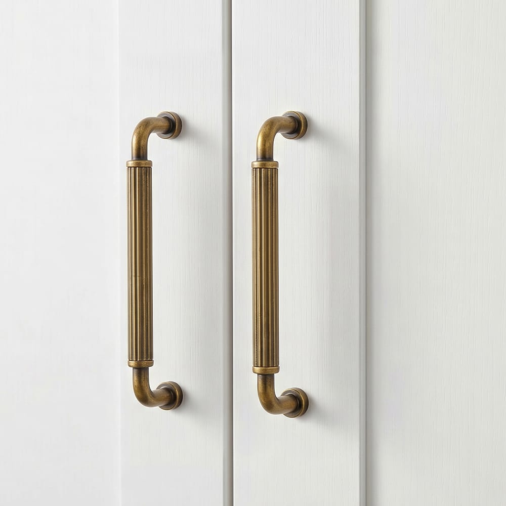 Goo-Ki Ribbed Bar Cabinet Pulls, Aluminum Grip Rail with Zinc Alloy End Pieces Fluted Drawer Handles for Kitchen Cabinet