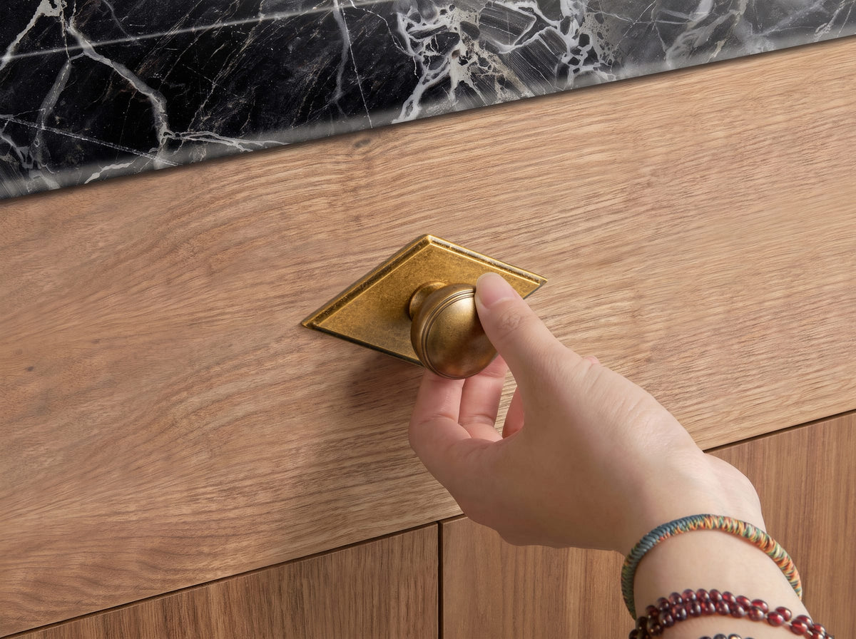 Goo-Ki Ring-Lined Round Dome Cabinet Hardware Zinc Alloy Ball-Shaped Cabinet Knobs