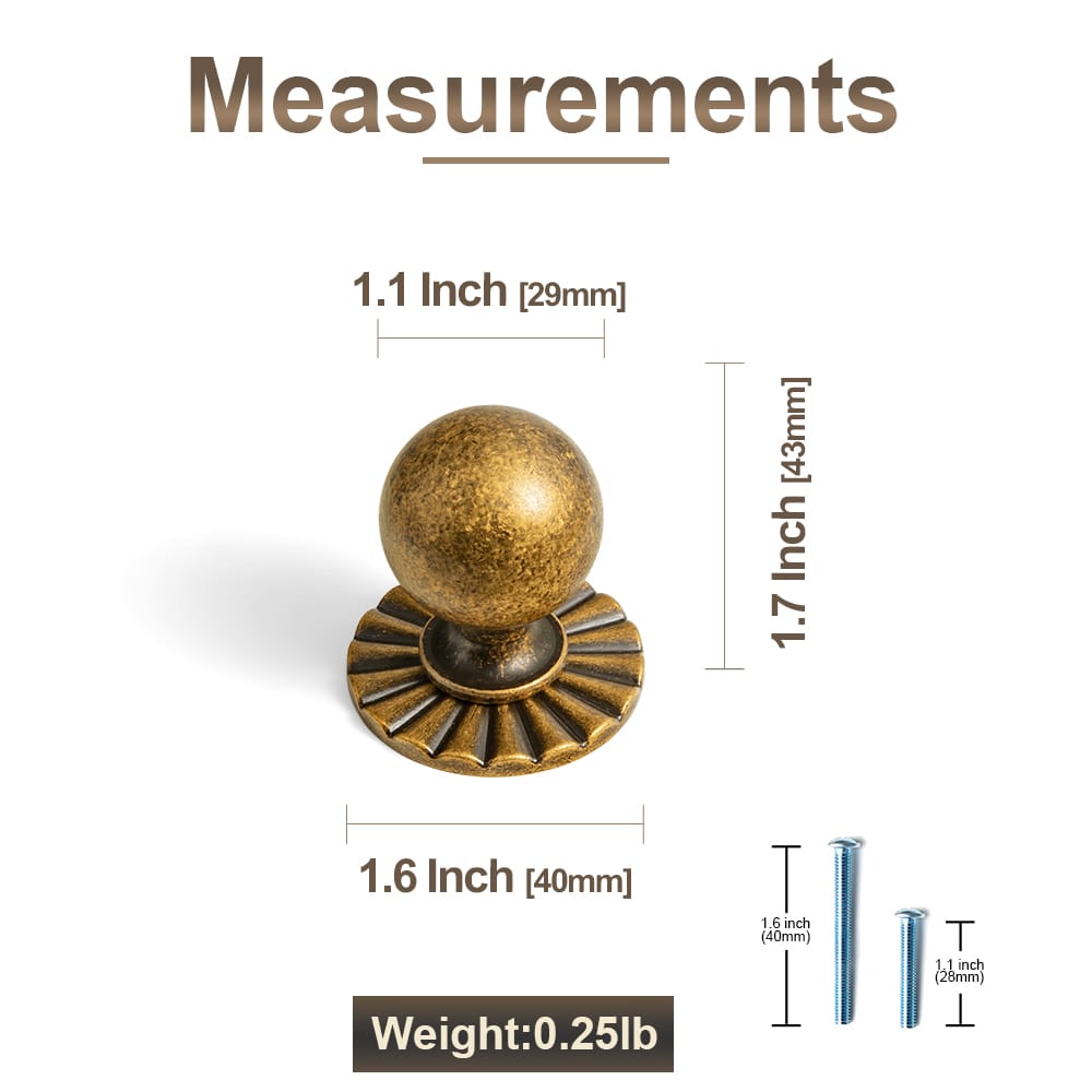 Goo-Ki Round Ball Cabinet Knobs, Solid Zinc Alloy Drawer Knobs with Multiple Optional Backplates for Kitchen Furniture Hardware