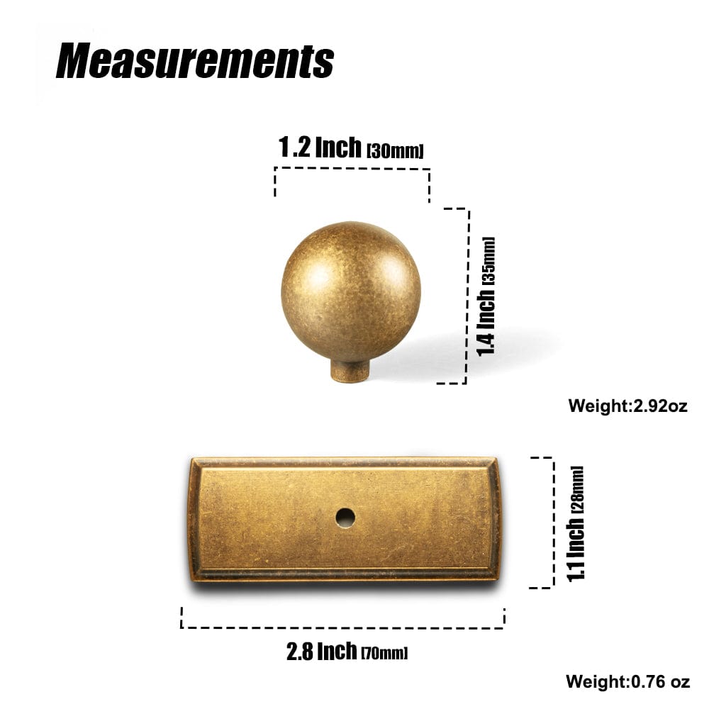 Goo-Ki Round Cabinet Knobs with Back Plate Zinc Alloy Cabinet Handle with Long Back Plate