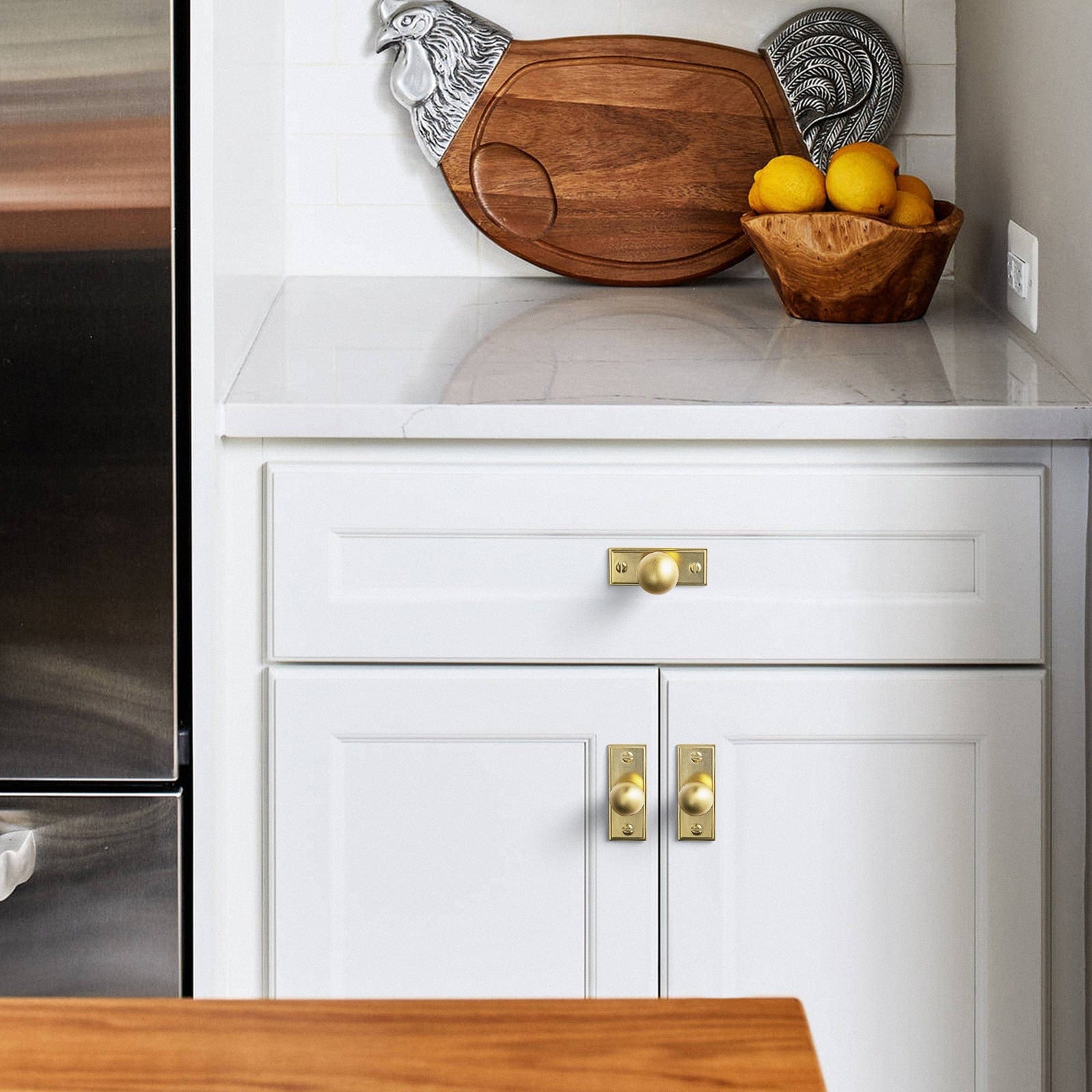 Goo-Ki Round Cabinet Knobs with Back Plate Zinc Alloy Cabinet Handle with Long Back Plate