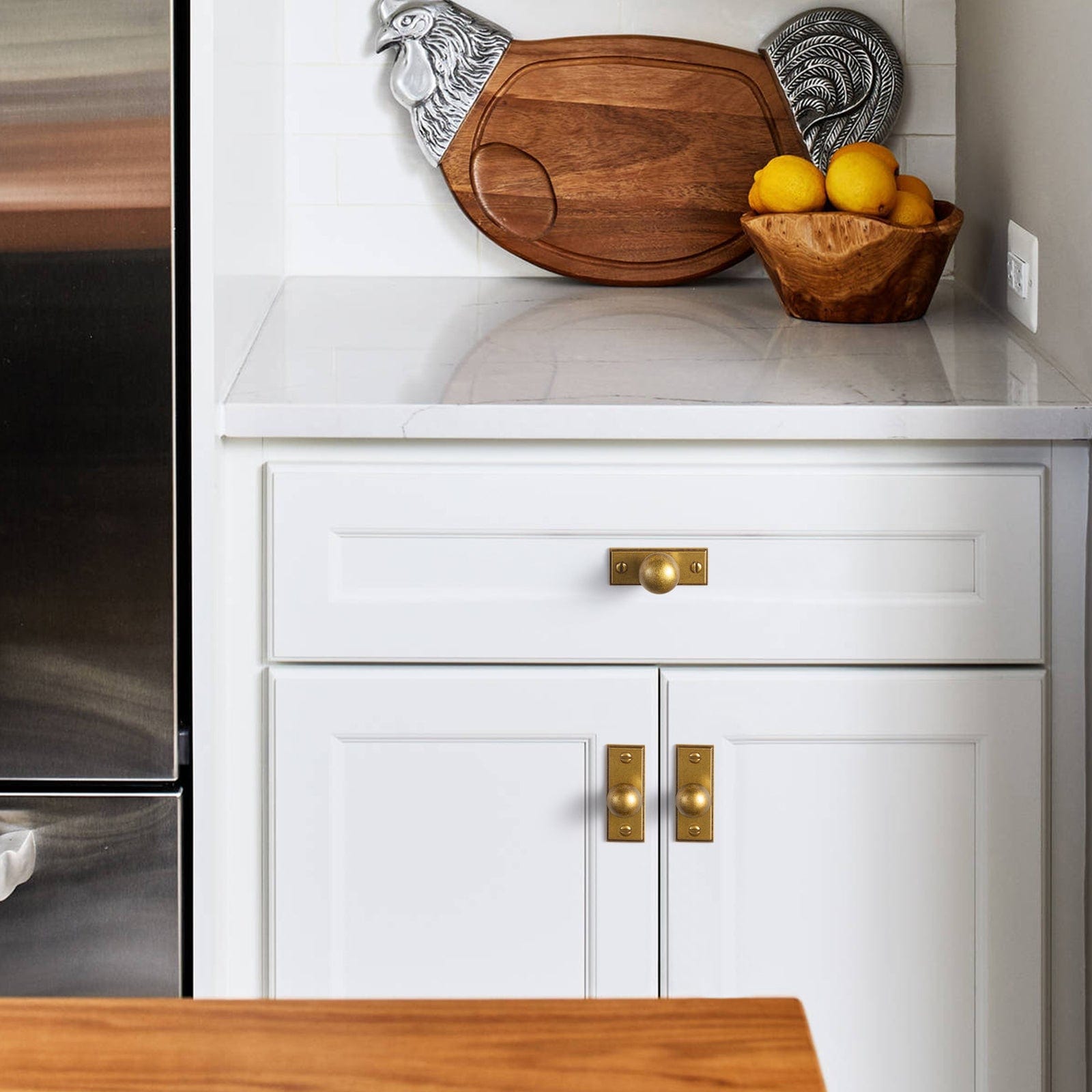 Goo-Ki Round Cabinet Knobs with Back Plate Zinc Alloy Cabinet Handle with Long Back Plate