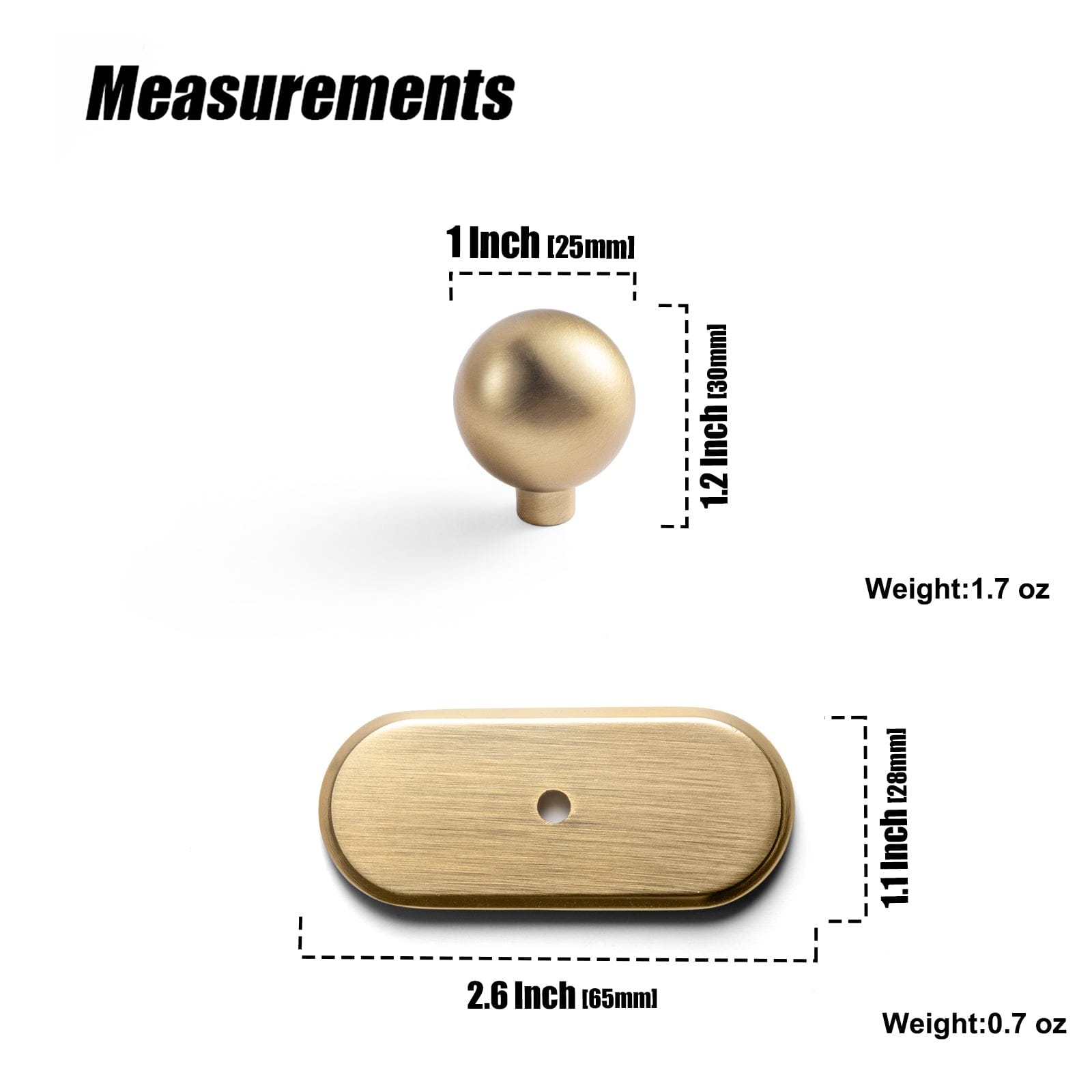 Goo-Ki Round Cabinet Knobs with Back Plate Zinc Alloy Cabinet Handle with Long Back Plate