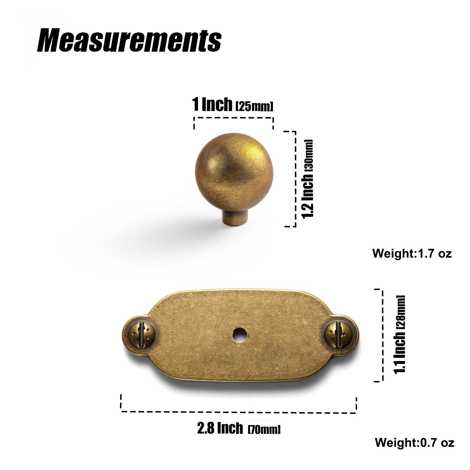 Goo-Ki Round Cabinet Knobs with Back Plate Zinc Alloy Cabinet Handle with Long Back Plate