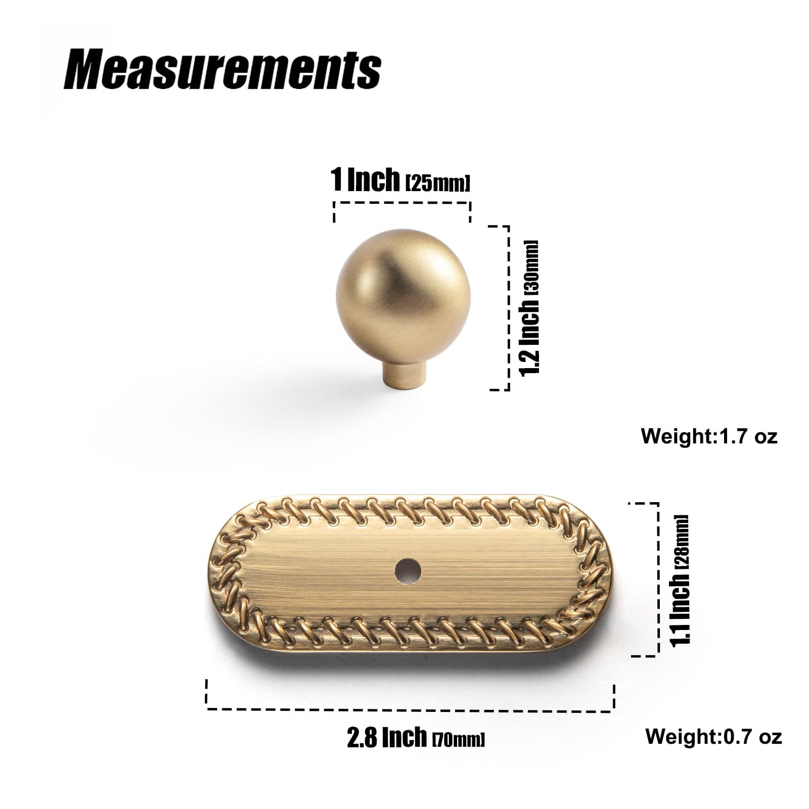 Goo-Ki Round Cabinet Knobs with Back Plate Zinc Alloy Cabinet Handle with Long Back Plate