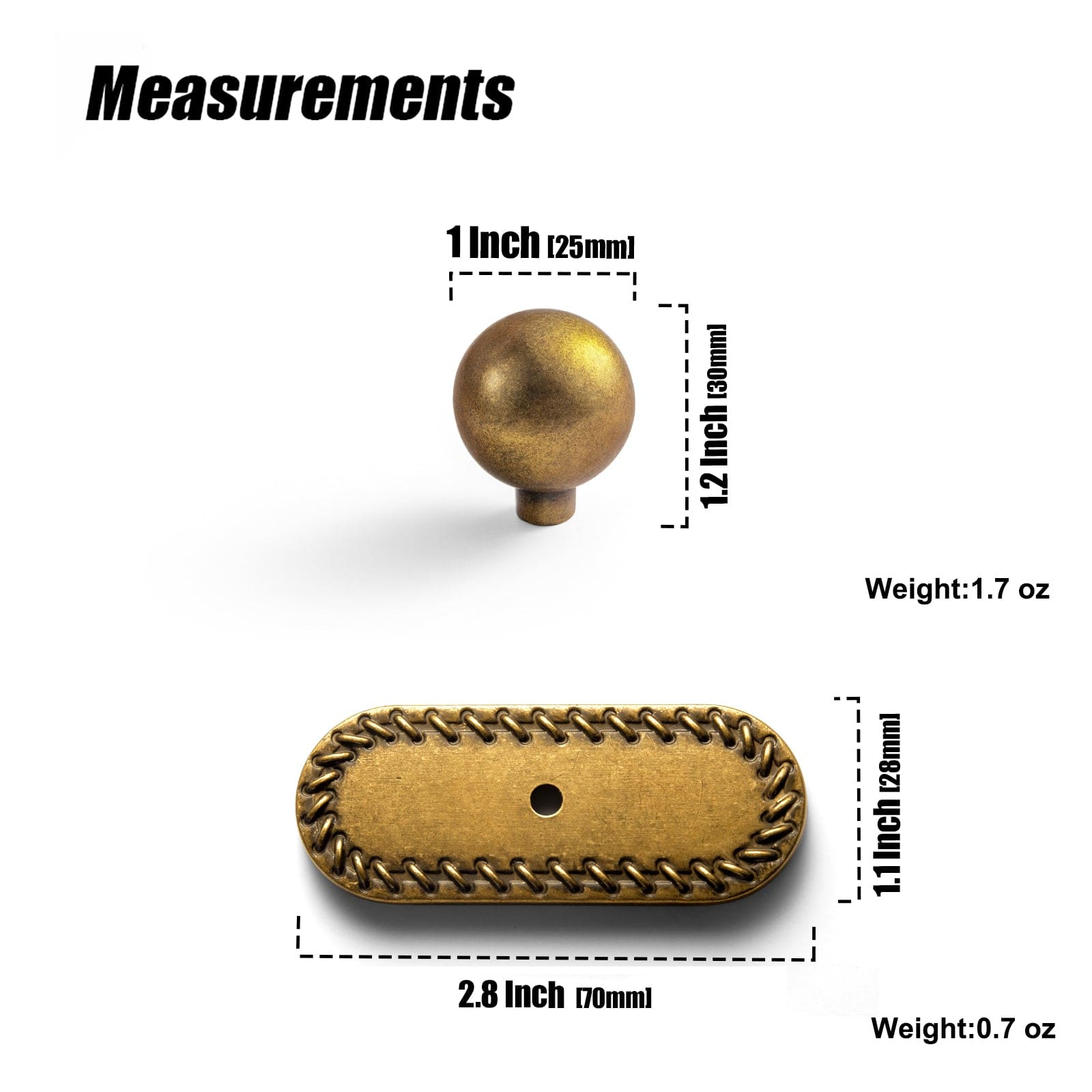 Goo-Ki Round Cabinet Knobs with Back Plate Zinc Alloy Cabinet Handle with Long Back Plate