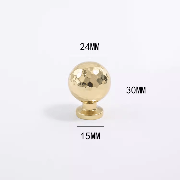 Goo-Ki Round Knob / 2 Pack Light Luxury Hammerline Brass Pulls Drawer Furniture Long Handle