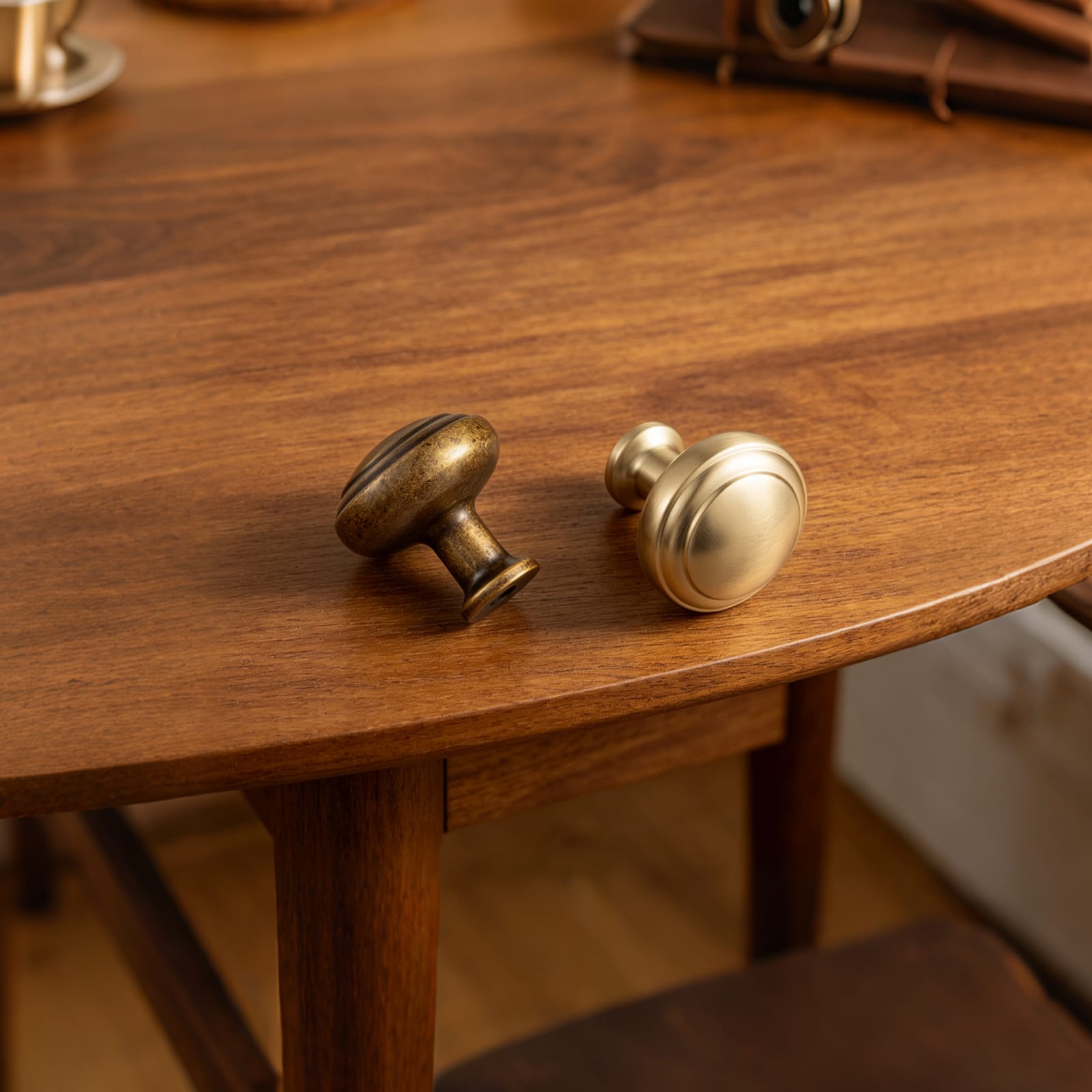 Goo-Ki Round Mushroom Cabinet Knobs, Solid Zinc Alloy Single Hole Drawer Knobs, Vintage Furniture Hardware