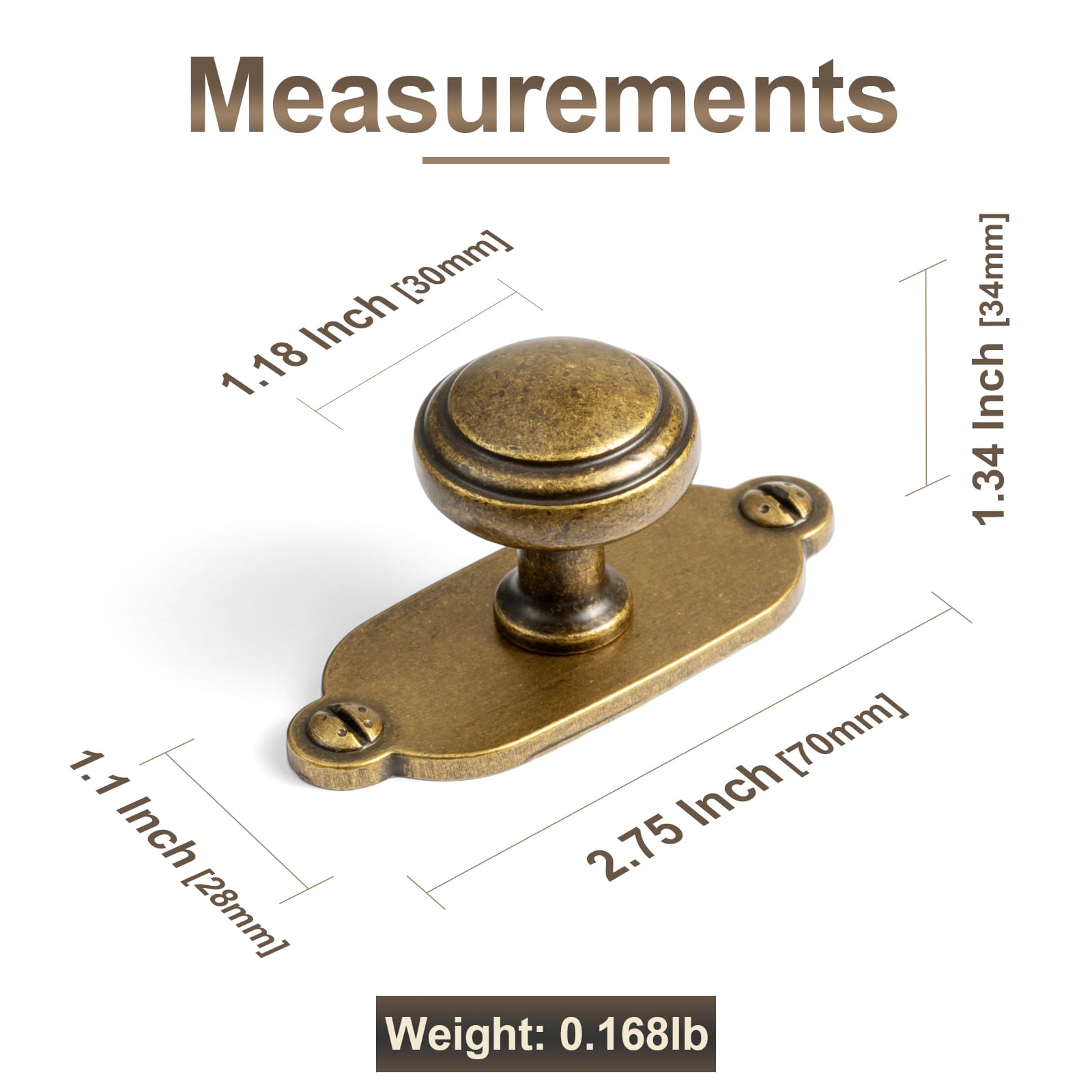 Goo-Ki Round Mushroom Cabinet Knobs, Solid Zinc Alloy Single Hole Drawer Knobs, Vintage Furniture Hardware