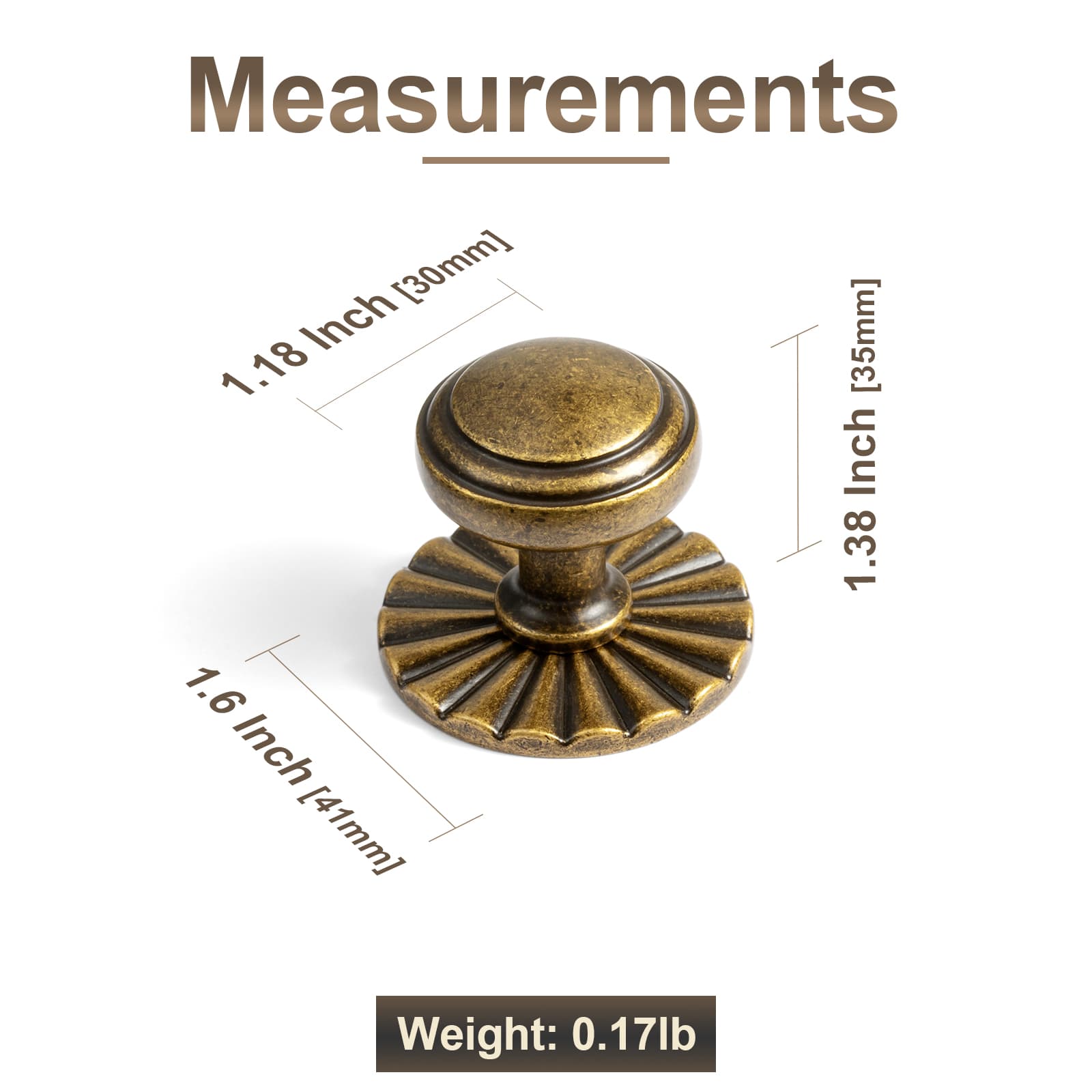 Goo-Ki Round Mushroom Cabinet Knobs, Solid Zinc Alloy Single Hole Drawer Knobs, Vintage Furniture Hardware