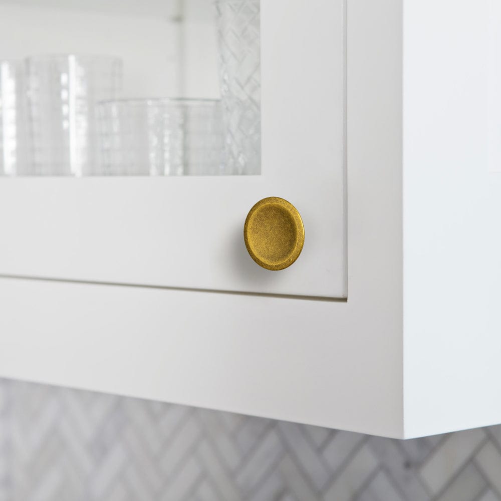 Goo-Ki Round Vintage Cabinet Knobs Concave Design with Tapered Base Kitchen Drawer Hardware