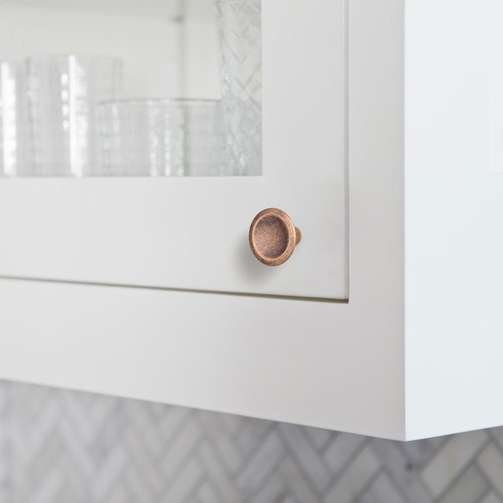 Goo-Ki Round Vintage Cabinet Knobs Concave Design with Tapered Base Kitchen Drawer Hardware