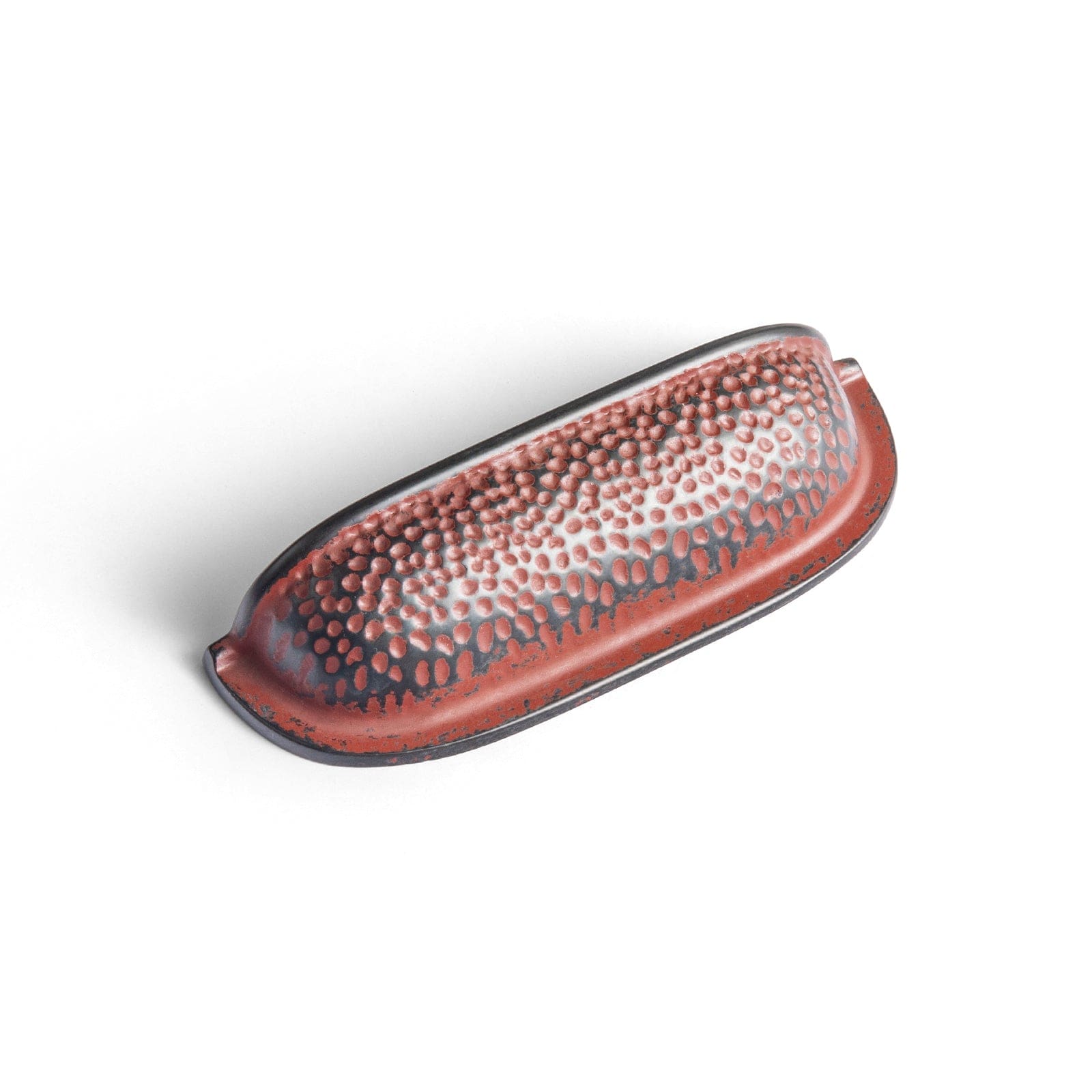 Goo-Ki Rust Red / 3'' Hole Center / 6 Pack Hammered Texture Cabinet Cup Pulls with Curved Edges Elegant Vintage Drawer Bin Handle for Kitchen