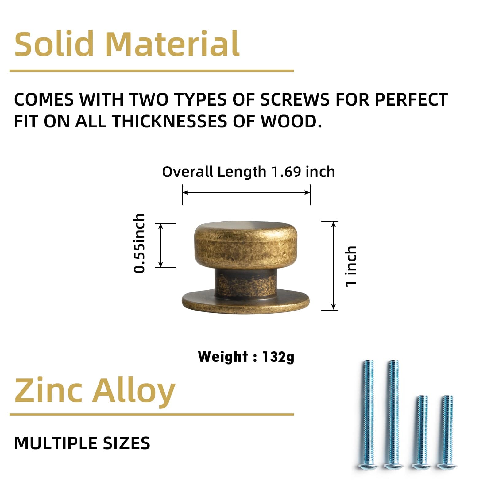 Goo-Ki Rustic Finish Round Cabinet Hardware Knobs Stable Large Base Drawer Knob