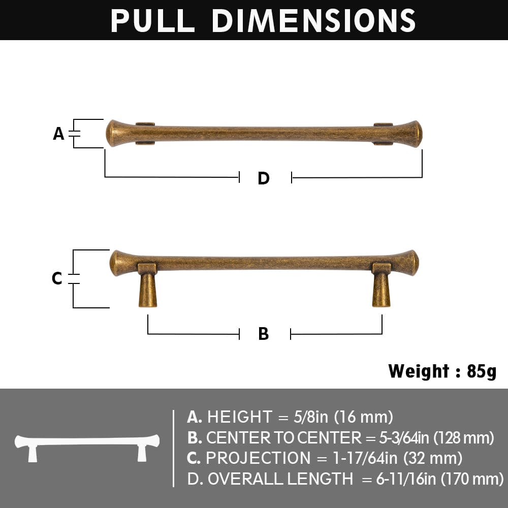 Goo-Ki Rustic Refinement Drawer Pulls for Kitchen Antique Brass Cabinet Handles