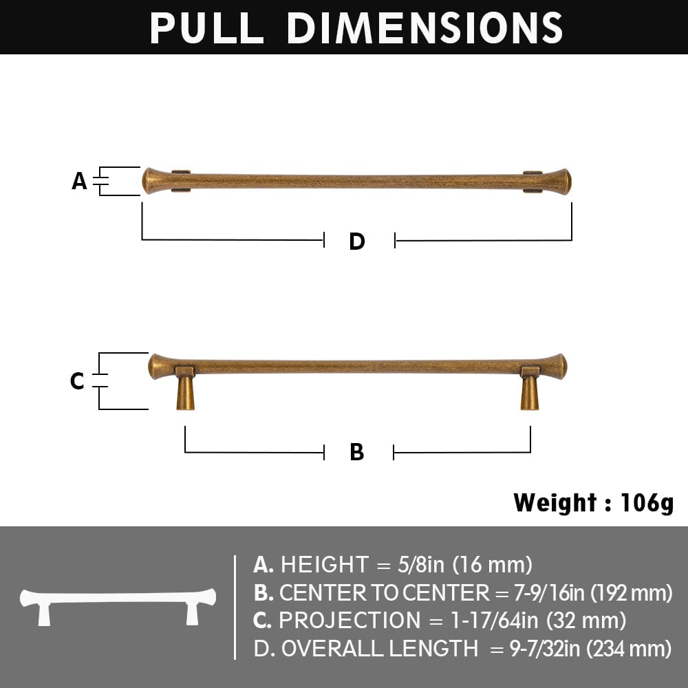 Goo-Ki Rustic Refinement Drawer Pulls for Kitchen Antique Brass Cabinet Handles