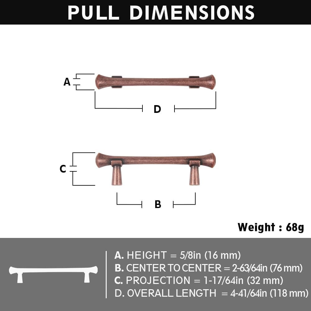 Goo-Ki Rustic Refinement Drawer Pulls for Kitchen Antique Brass Cabinet Handles