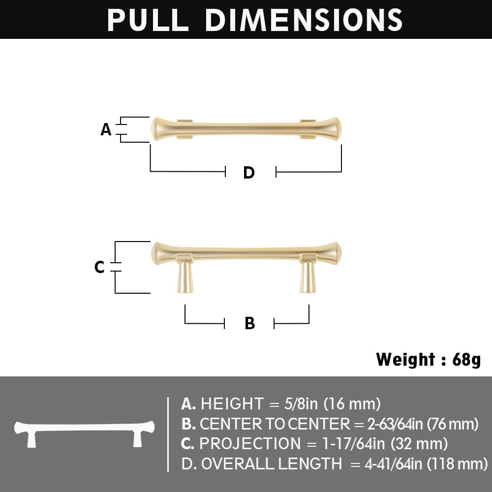 Goo-Ki Rustic Refinement Drawer Pulls for Kitchen Antique Brass Cabinet Handles