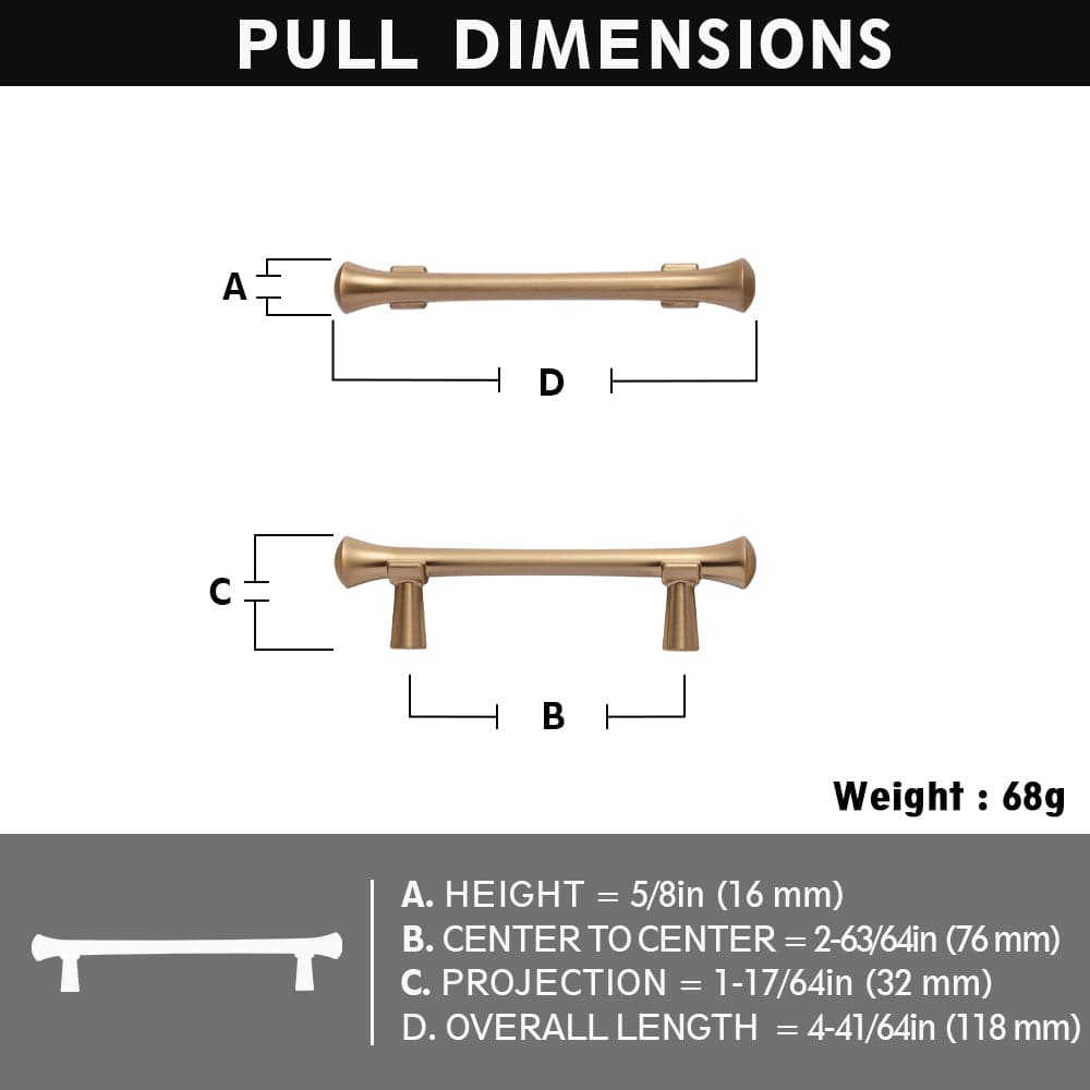 Goo-Ki Rustic Refinement Drawer Pulls for Kitchen Antique Brass Cabinet Handles