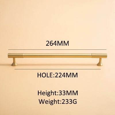 Goo-Ki Satin Brass / 8.8'' Hole Center Antique Brass Cabinet Handles Linear Knurled Solid Brass Drawer Knobs 1 Pcs