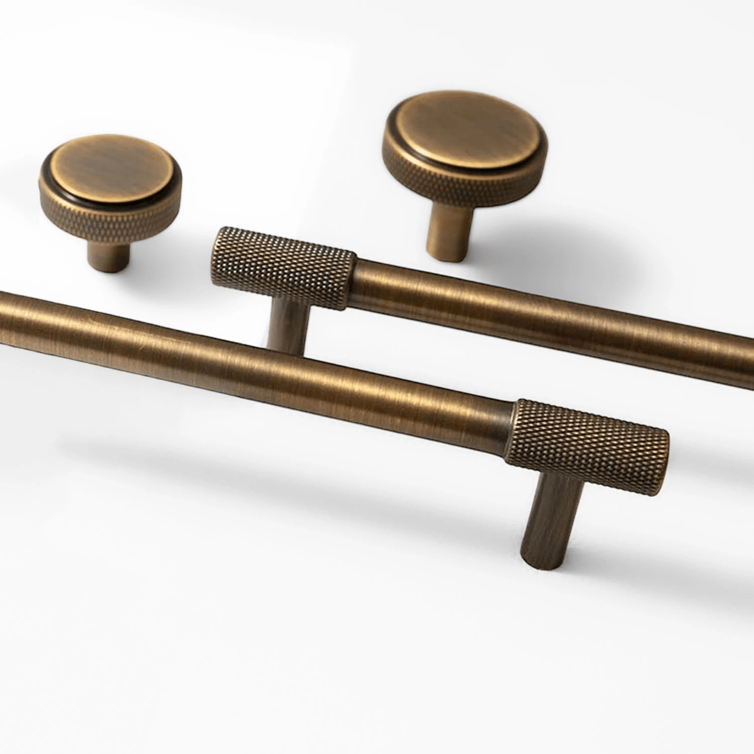 Goo-Ki Satin Brass Knurled Cabinet Handles T Bar Drawer Pulls