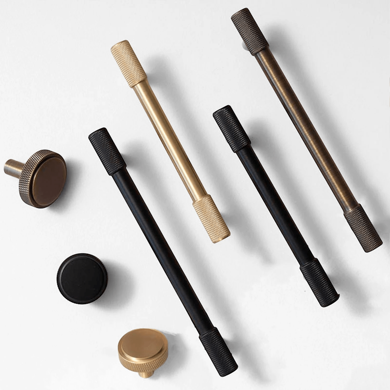 Goo-Ki Satin Brass Knurled Cabinet Handles T Bar Drawer Pulls
