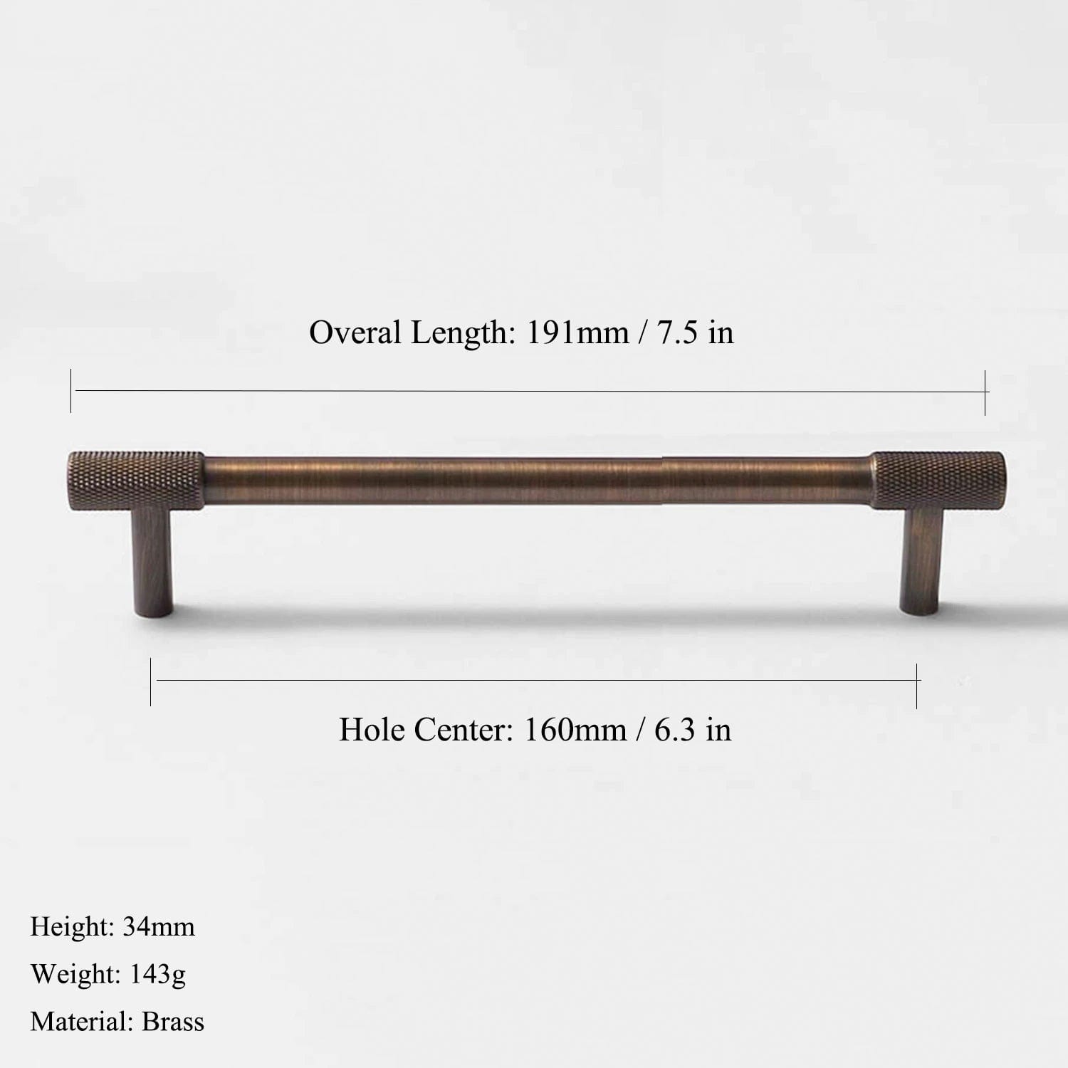 Goo-Ki Satin Brass Knurled Cabinet Handles T Bar Drawer Pulls