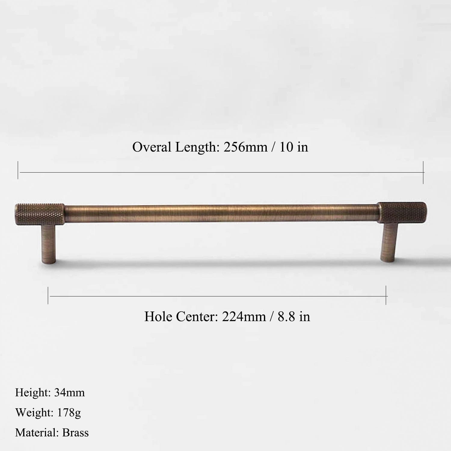 Goo-Ki Satin Brass Knurled Cabinet Handles T Bar Drawer Pulls