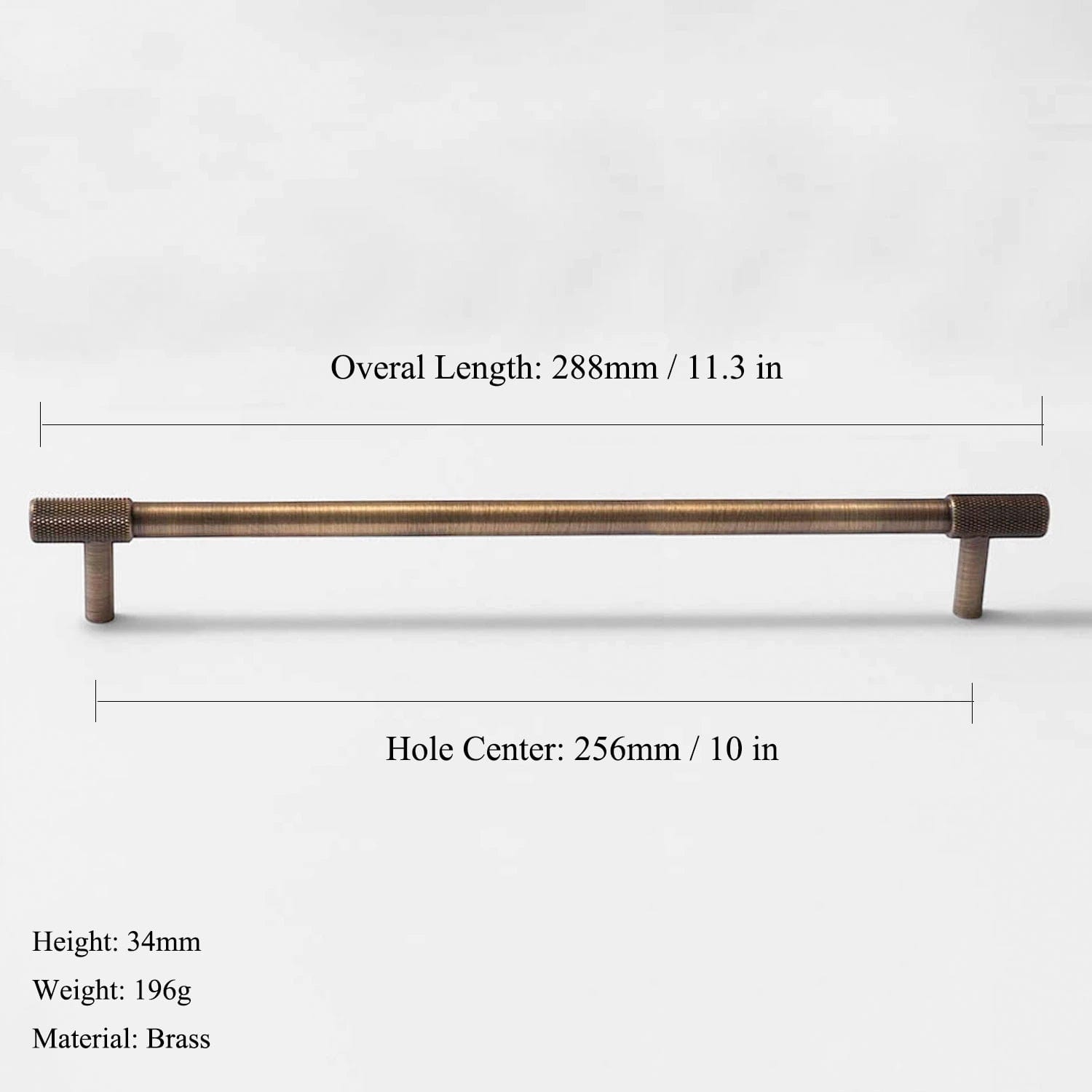 Goo-Ki Satin Brass Knurled Cabinet Handles T Bar Drawer Pulls