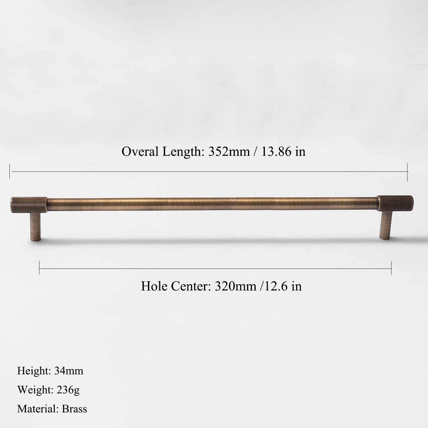Goo-Ki Satin Brass Knurled Cabinet Handles T Bar Drawer Pulls
