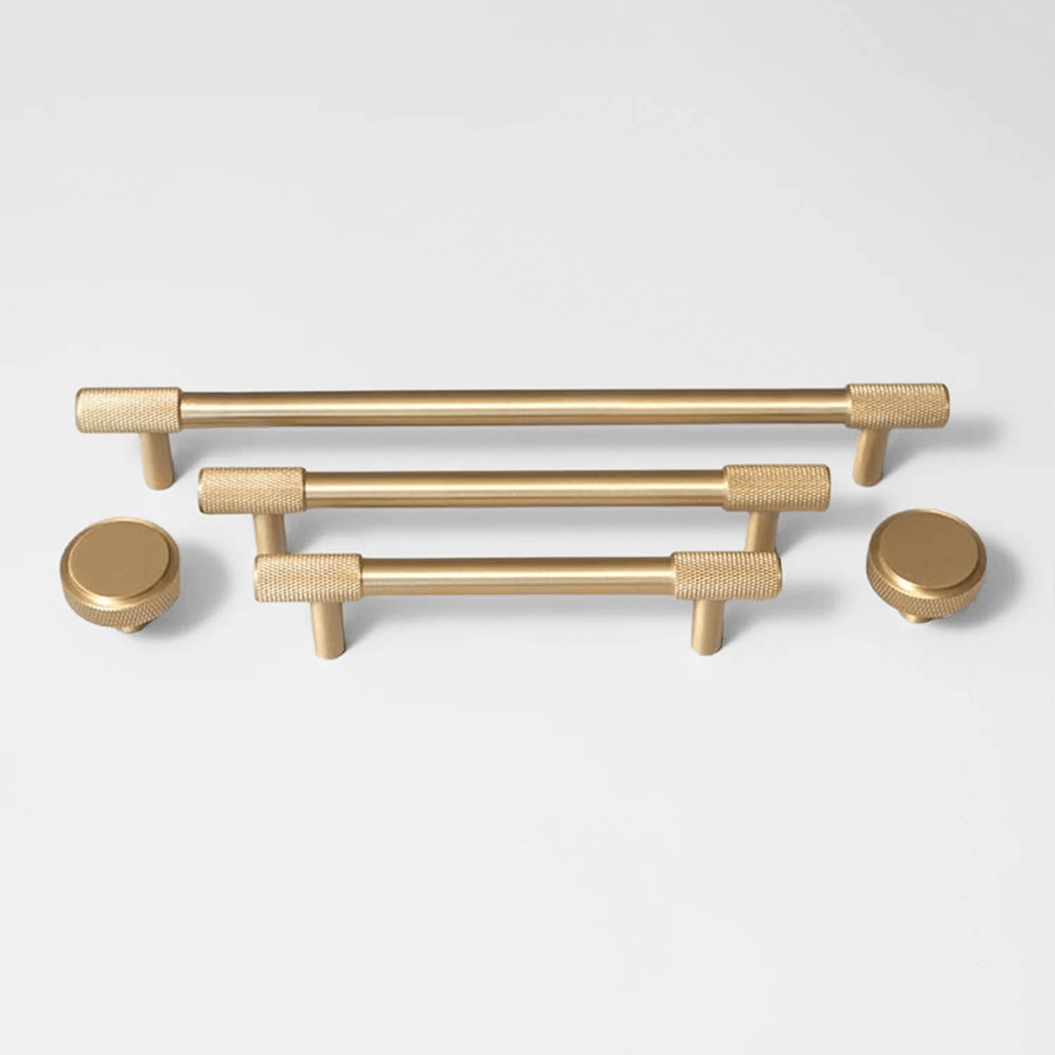 Goo-Ki Satin Brass Knurled Cabinet Handles T Bar Drawer Pulls