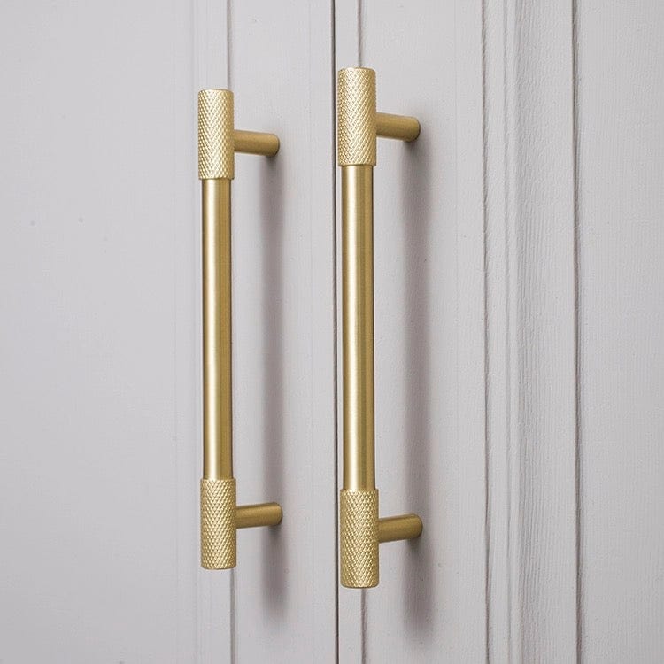 Goo-Ki Satin Brass Knurled Cabinet Handles T Bar Drawer Pulls
