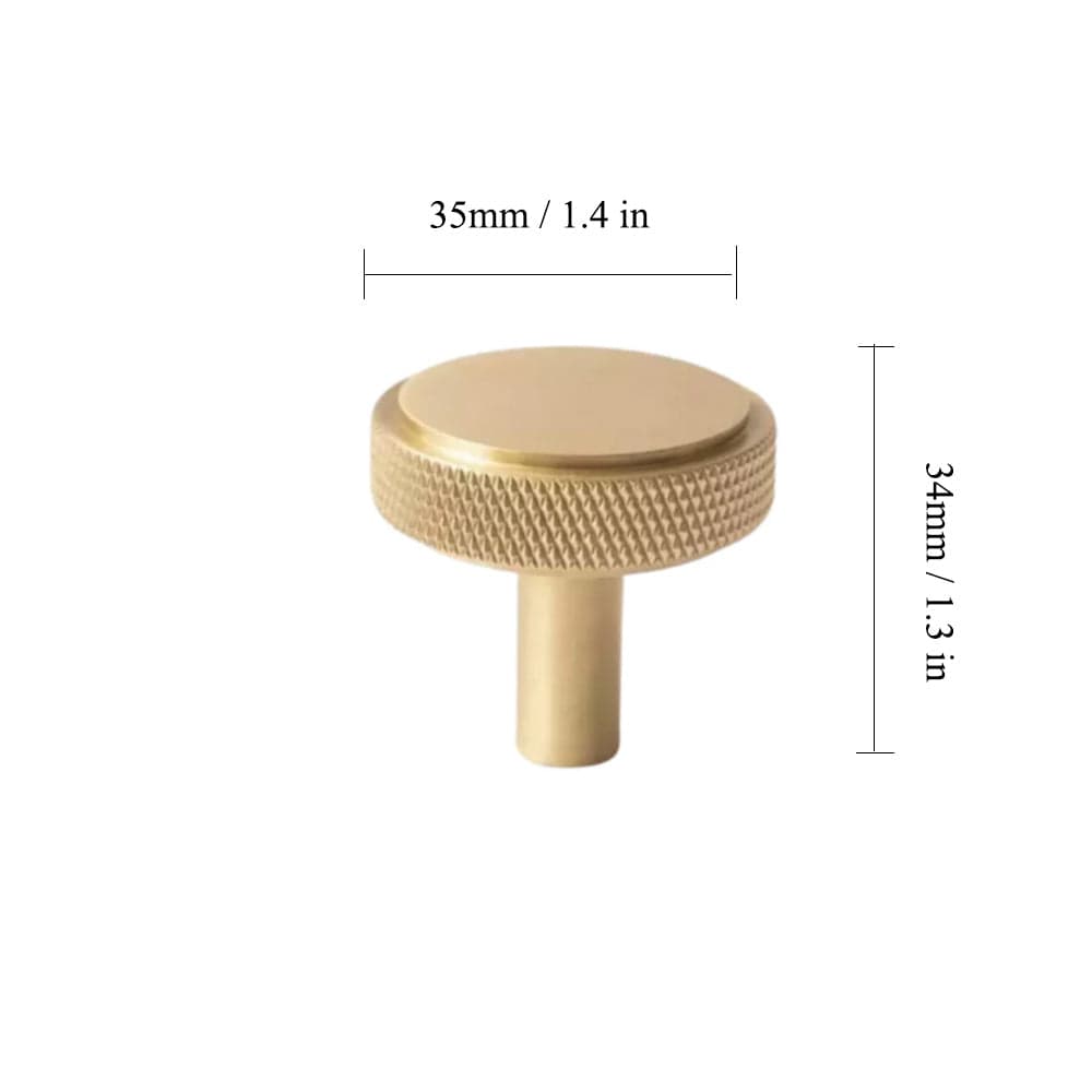 Goo-Ki Satin Brass Knurled Cabinet Handles T Bar Drawer Pulls
