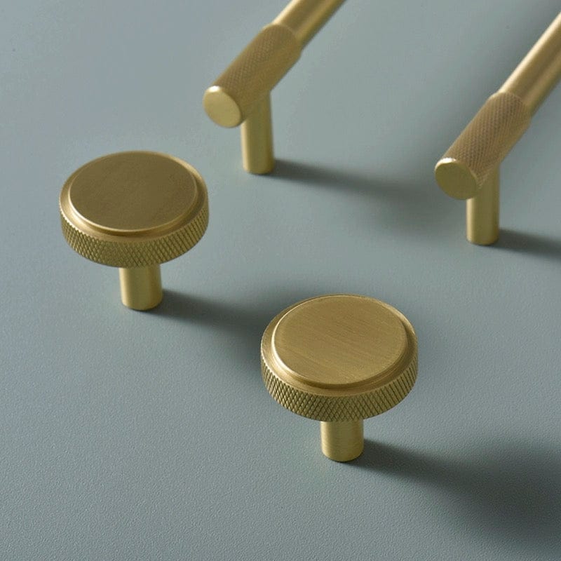 Goo-Ki Satin Brass Knurled Cabinet Handles T Bar Drawer Pulls