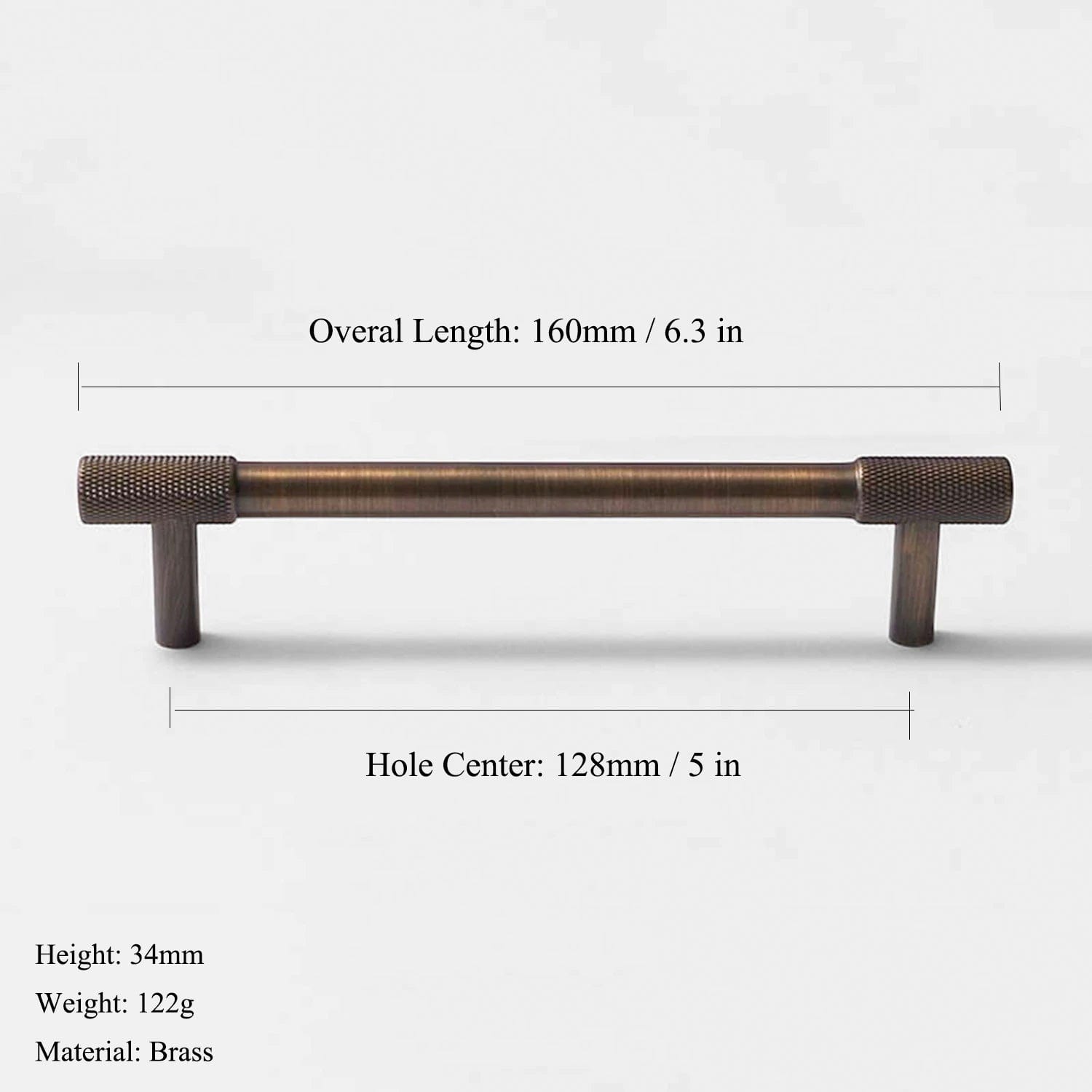Goo-Ki Satin Brass Knurled Cabinet Handles T Bar Drawer Pulls