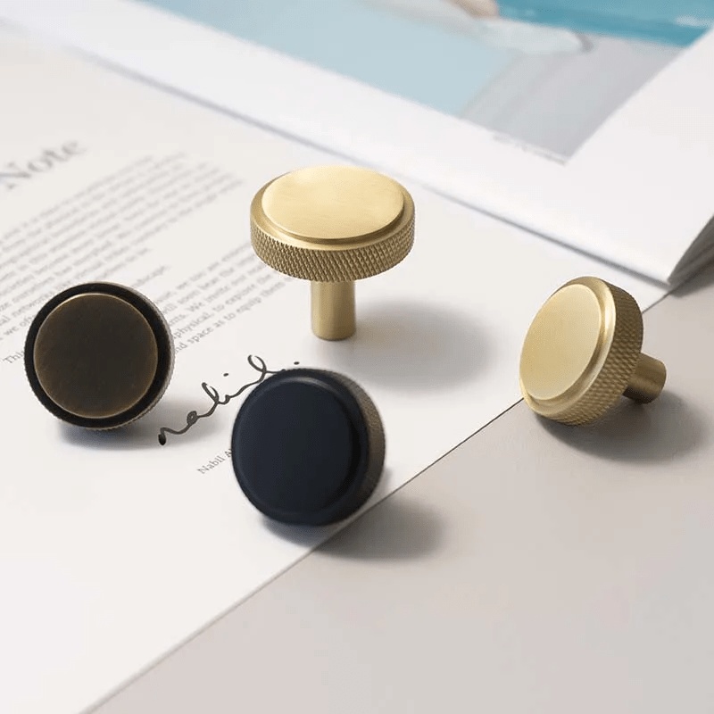 Goo-Ki Satin Brass Knurled Cabinet Handles T Bar Drawer Pulls