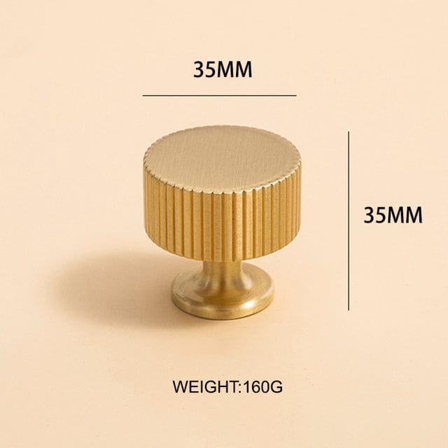 Goo-Ki Satin Brass / Large Knob Antique Brass Cabinet Handles Linear Knurled Solid Brass Drawer Knobs 1 Pcs