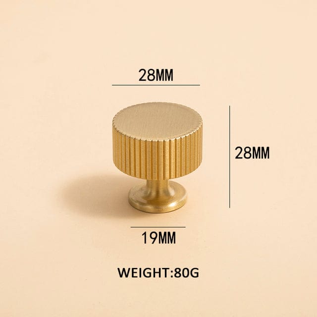 Goo-Ki Satin Brass / Small Knob Antique Brass Cabinet Handles Linear Knurled Solid Brass Drawer Knobs 1 Pcs