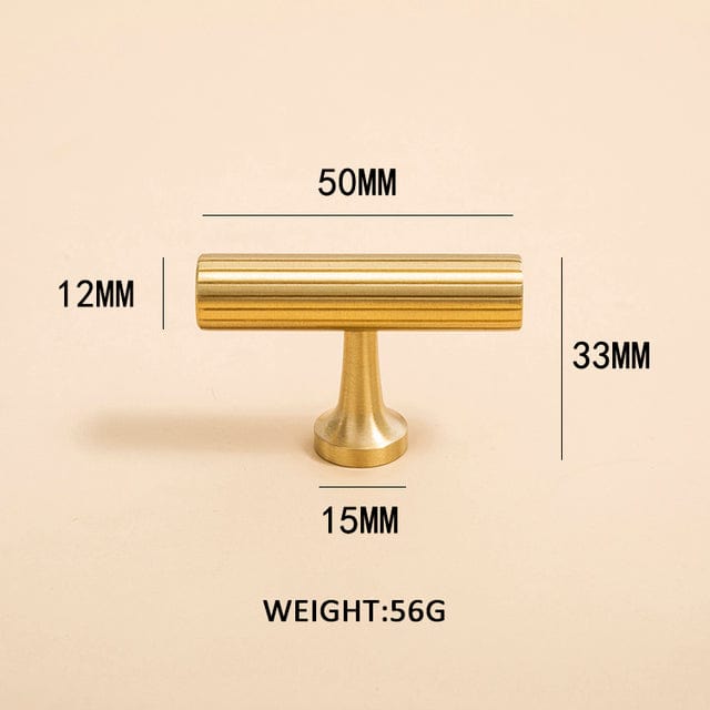 Goo-Ki Satin Brass / T Knob Antique Brass Cabinet Handles Linear Knurled Solid Brass Drawer Knobs 1 Pcs