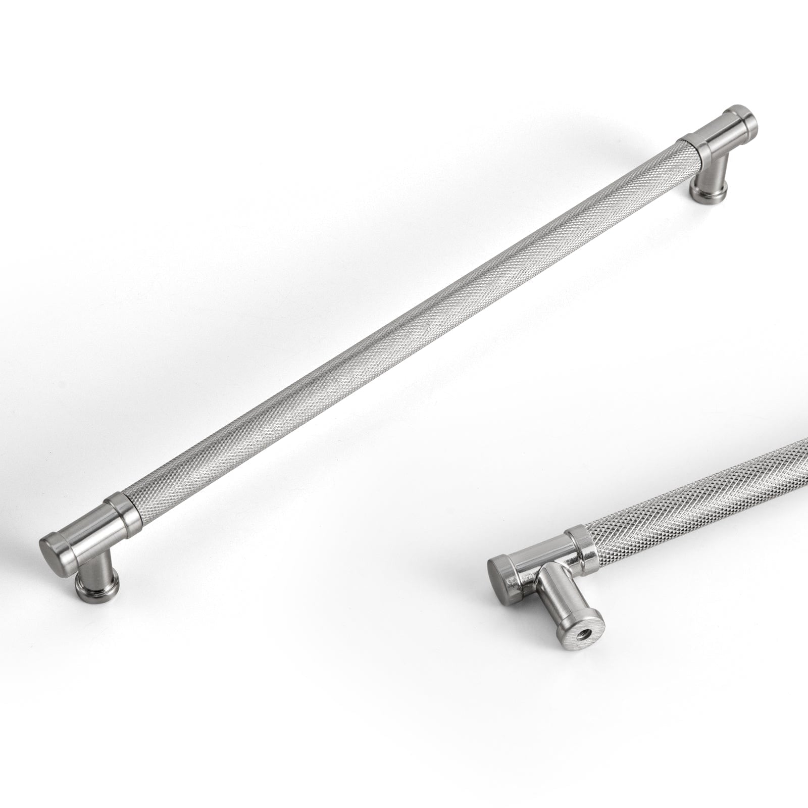 Goo-Ki Satin Nickel / 10'' Hole Center / 6 Pack Knurled Metal Alloy Vintage Bronze Bar Pull Kitchen Hardware