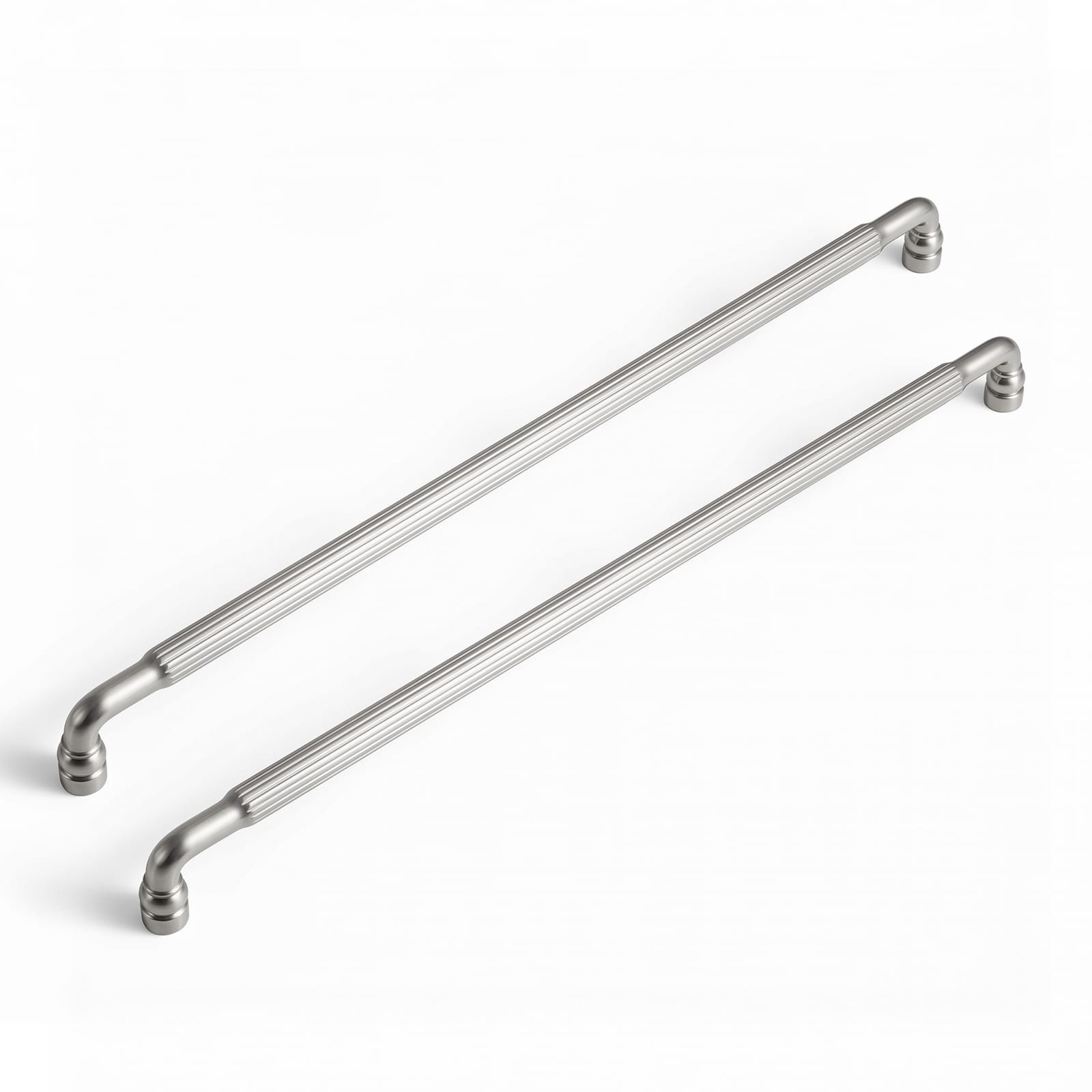 Goo-Ki Satin Nickel / 12.6'' Hole Center / 6 Pack Industrial Decorative Cabinet Pulls Unique L-shaped Drawer Handles with Textured Grip