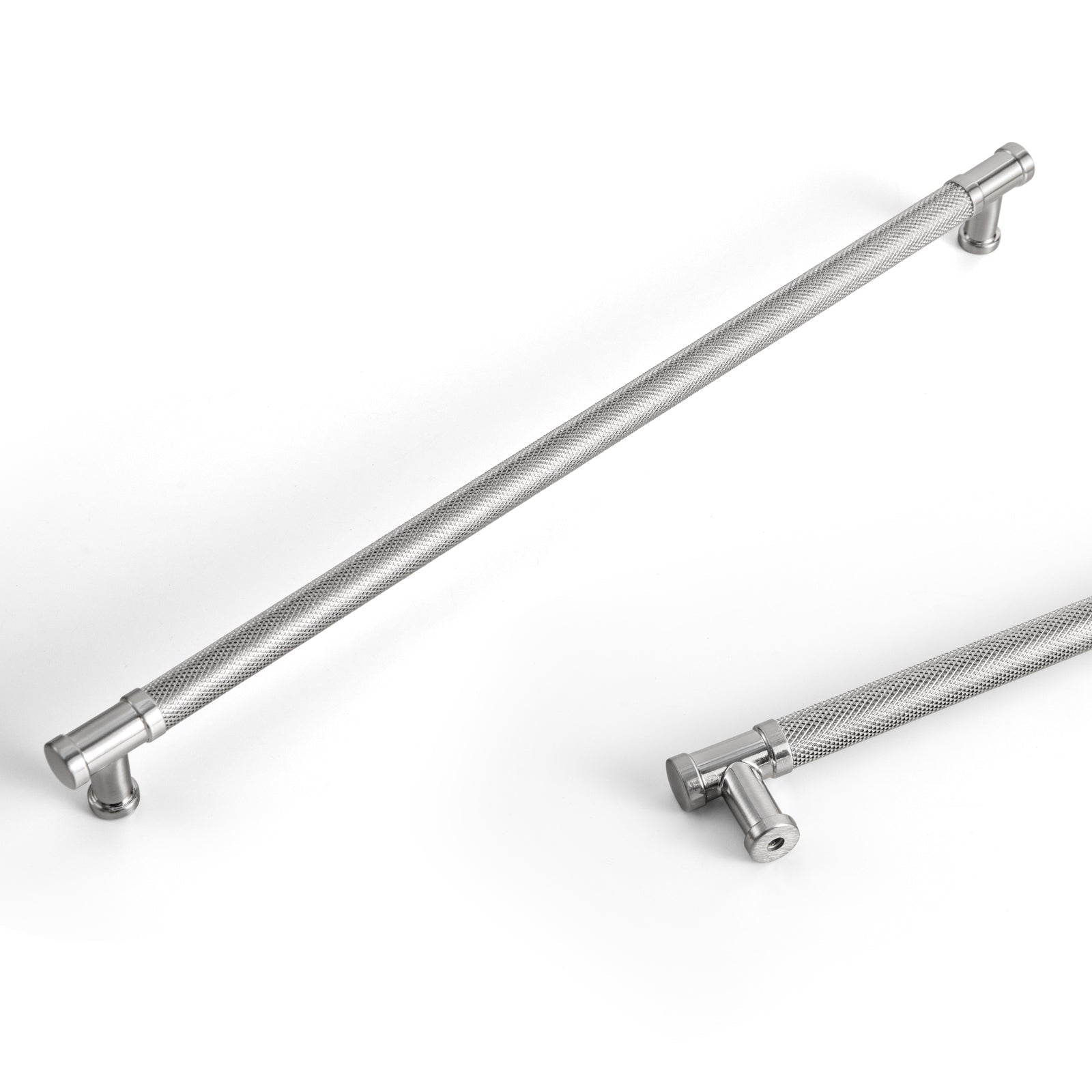 Goo-Ki Satin Nickel / 12.6'' Hole Center / 6 Pack Knurled Metal Alloy Vintage Bronze Bar Pull Kitchen Hardware