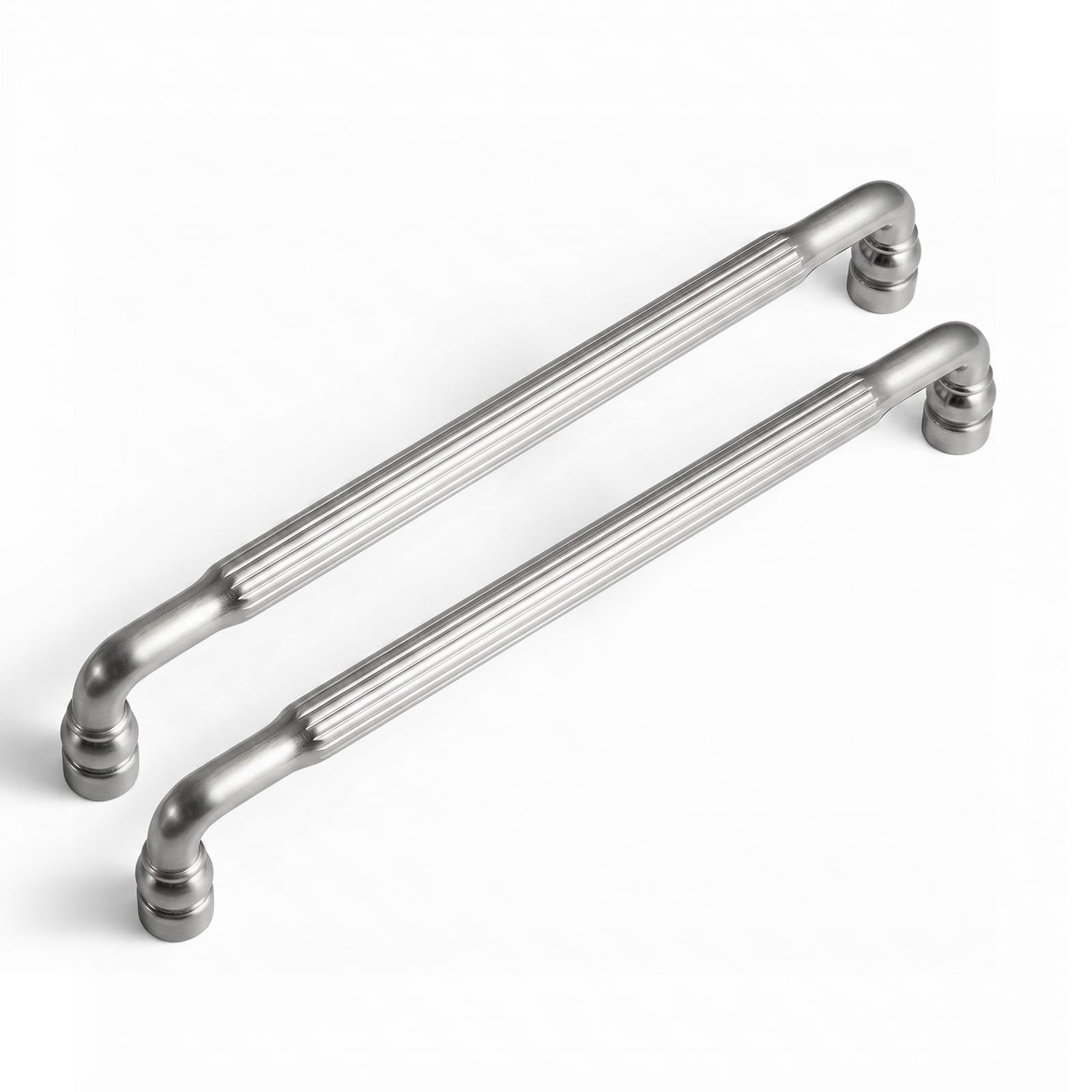 Goo-Ki Satin Nickel / 7.6'' Hole Center / 6 Pack Industrial Decorative Cabinet Pulls Unique L-shaped Drawer Handles with Textured Grip