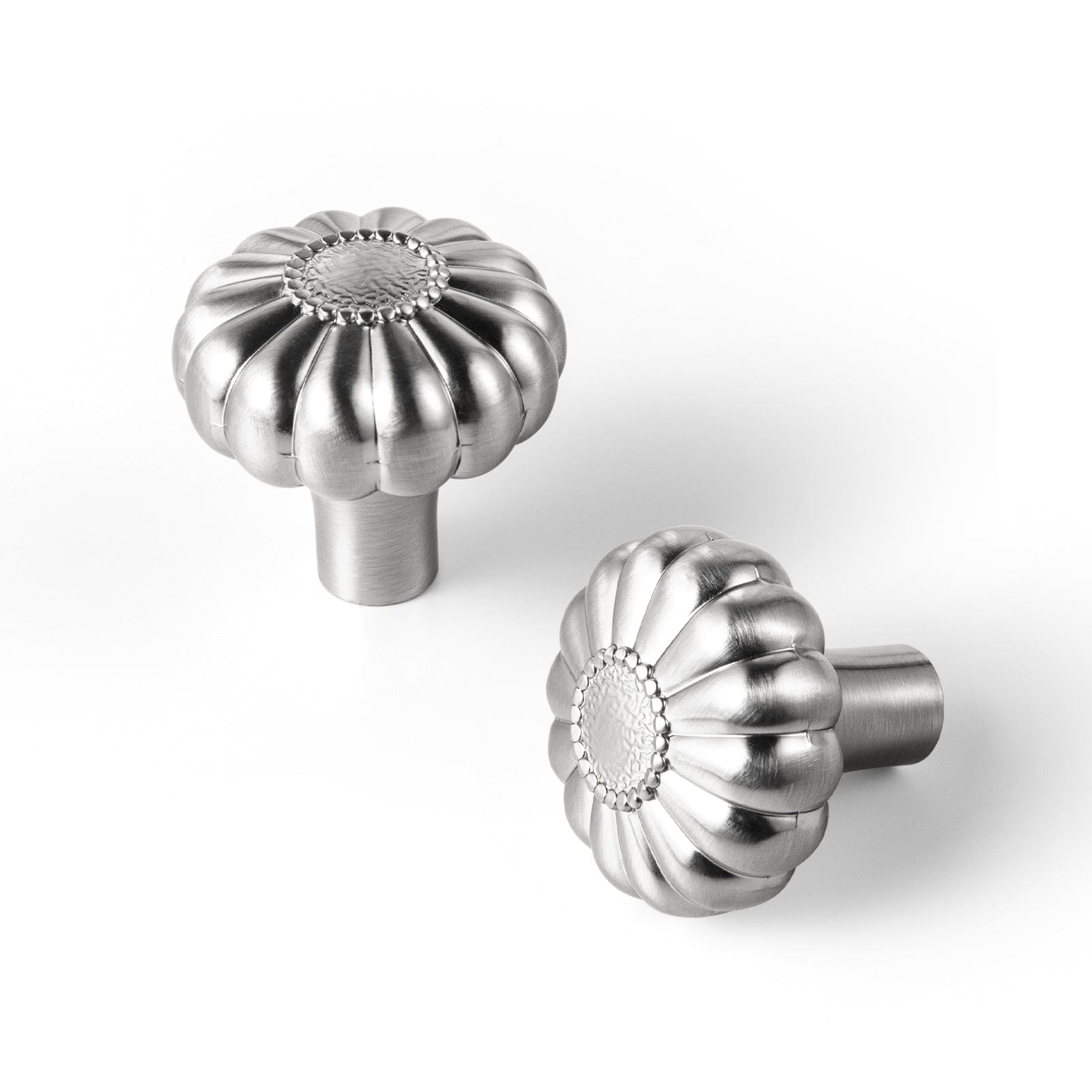 Goo-Ki Satin Nickel / Knob / 12 Pack Pumpkin Shape Vintage Cabinet Knobs 1.25 Inch Diameter Drawer Knobs